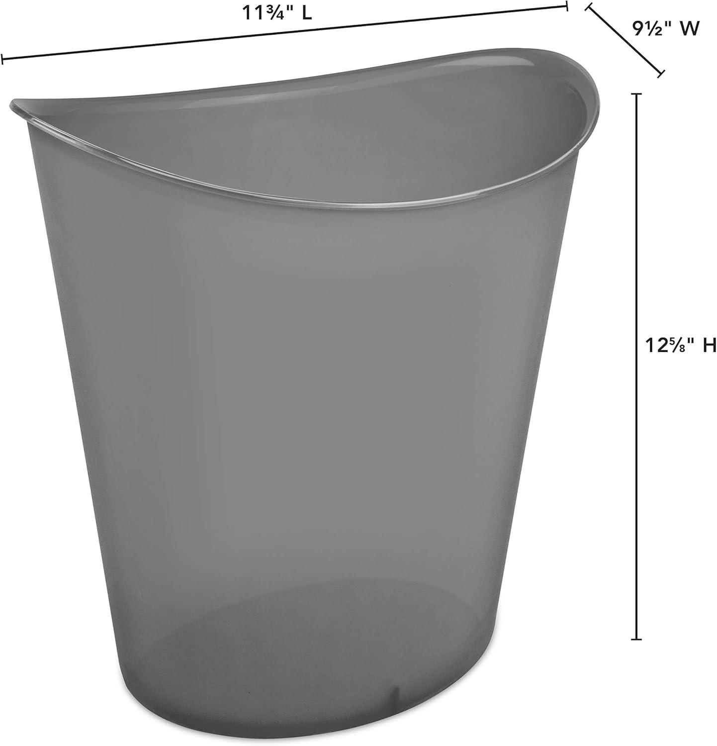 imageSterilite 3 Gallon Oval Wastebasket with Lid Small Plastic Trash Can for the Bathroom Bedroom Dorm or Home Office Gray Tint 6Pack