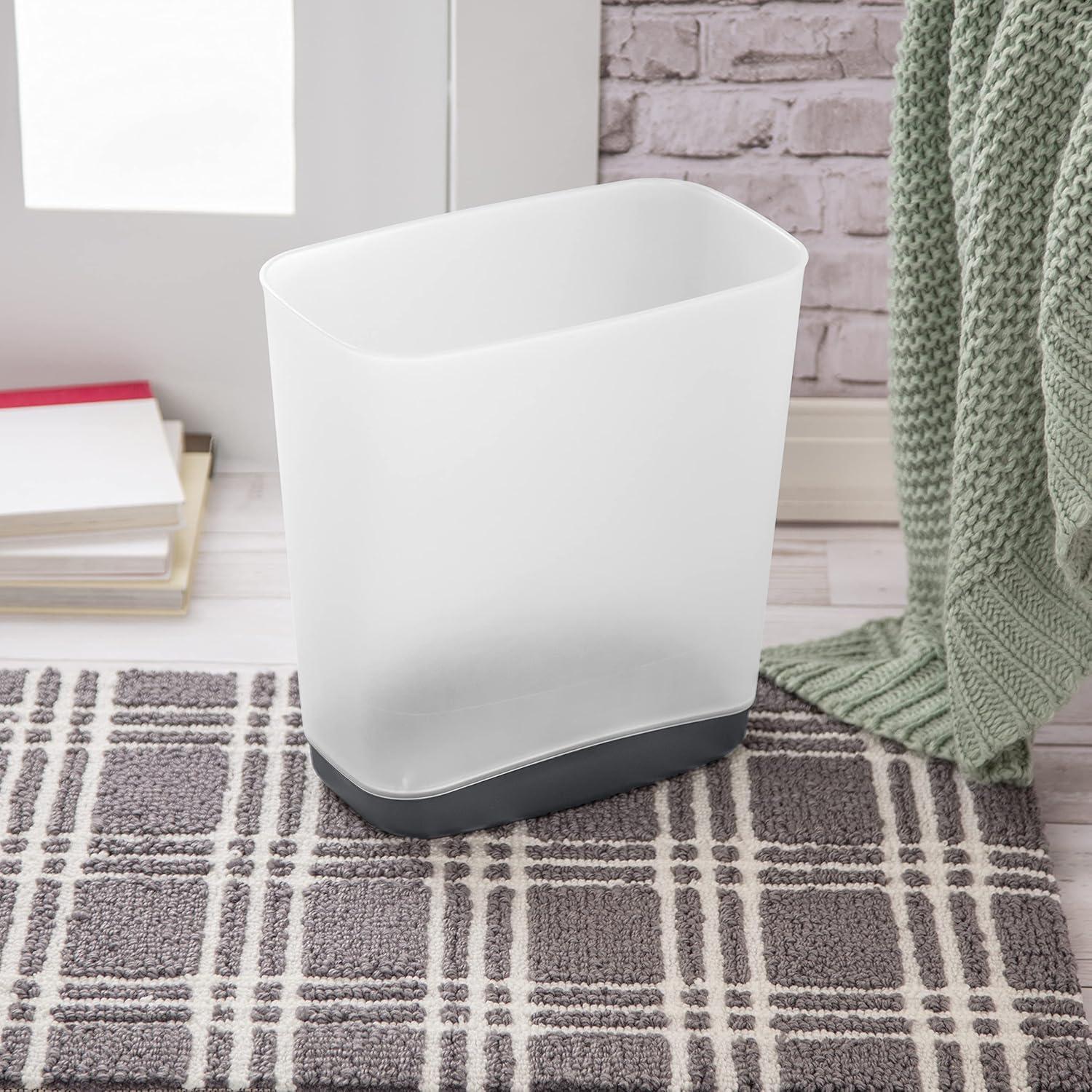 imageSterilite 33 Gallon Slim Waste Basket Wastebasket Small Clear with Flat Gray base