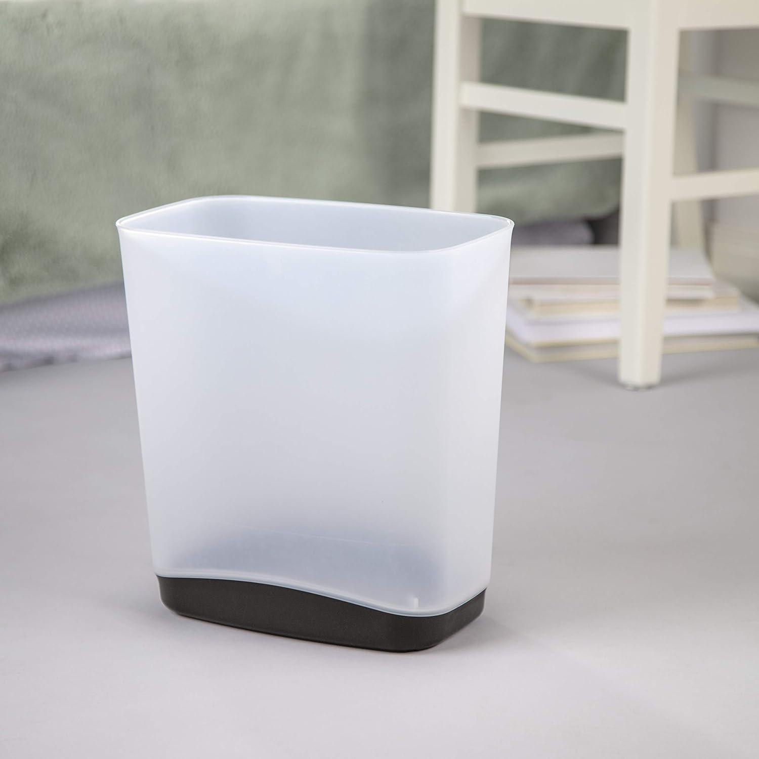 imageSterilite 33 Gallon Slim Waste Basket Wastebasket Small Clear with Flat Gray base