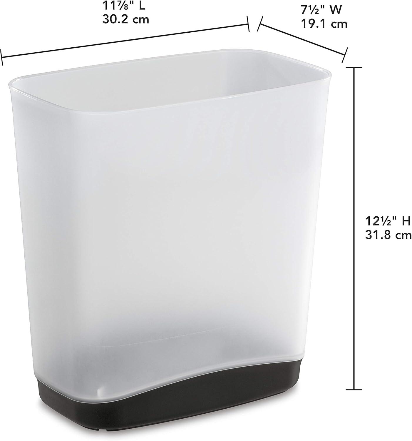 imageSterilite 33 Gallon Slim Waste Basket Wastebasket Small Clear with Flat Gray base