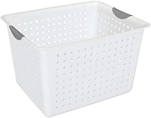 imageSterilite Ultra Storage Basket with Handles for At Home or Organization in Size Deep 6 Pack and Medium 12 Pack White