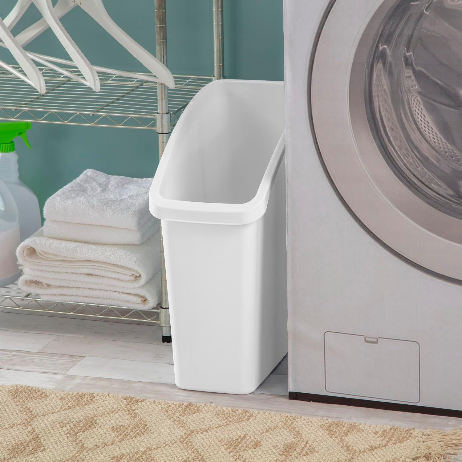 imageSterilite Under Sink Wastebasket Plastic Trash Can for Under Sink Storage in the Bathroom or Kitchen White 6Pack