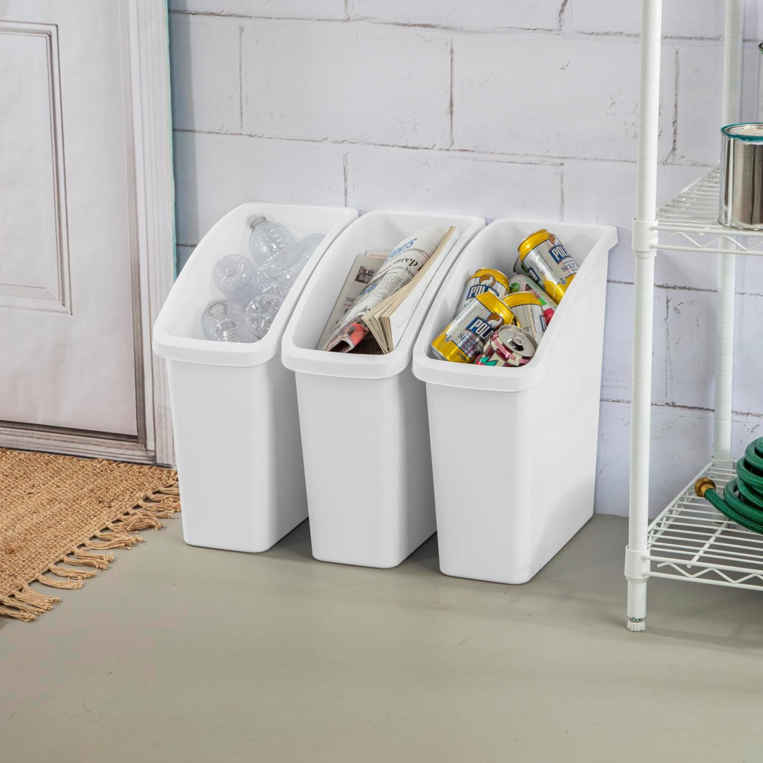 imageSterilite Under Sink Wastebasket Plastic Trash Can for Under Sink Storage in the Bathroom or Kitchen White 6Pack