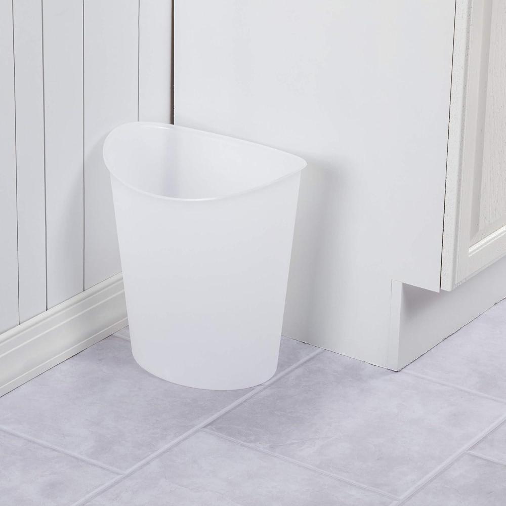 imageSterilite 3 Gallon Oval Wastebasket with Lid Small Plastic Trash Can for the Bathroom Bedroom Dorm or Home Office Clear 6Pack