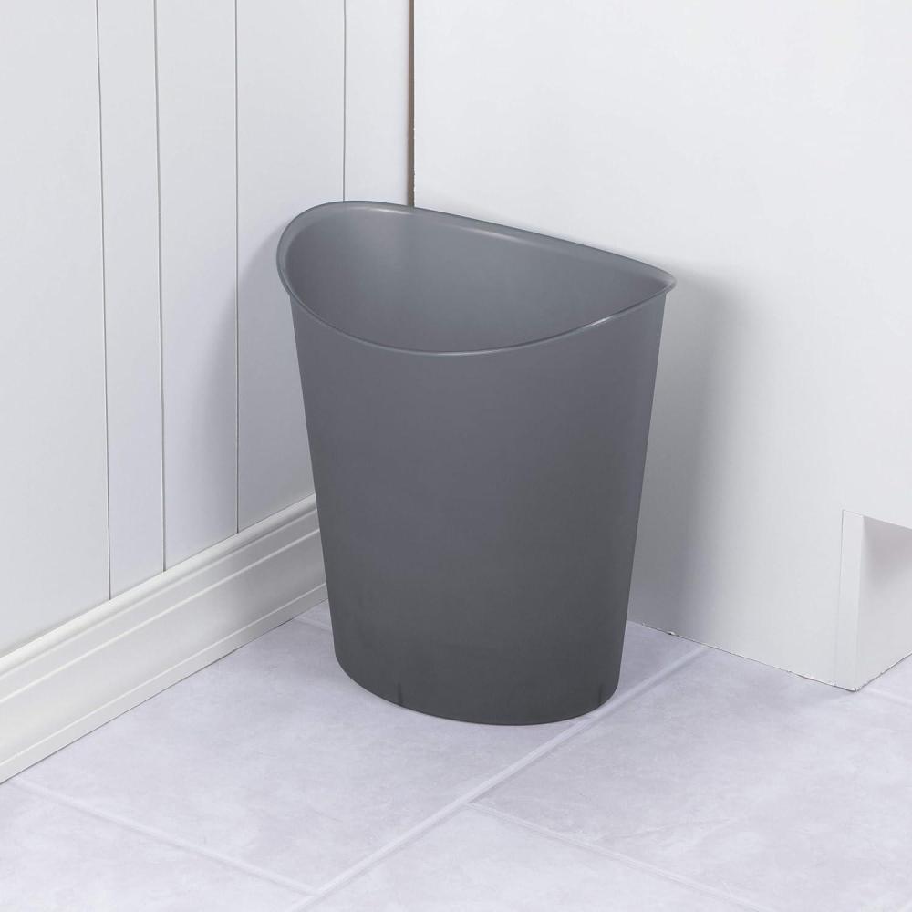 imageSterilite 3 Gallon Oval Wastebasket with Lid Small Plastic Trash Can for the Bathroom Bedroom Dorm or Home Office Gray Tint 6Pack
