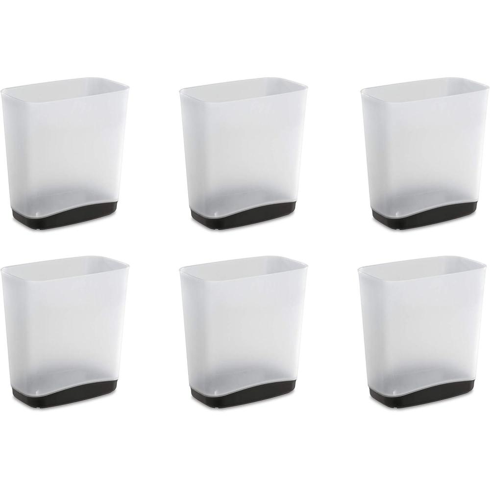 imageSterilite 33 Gallon Slim Waste Basket Wastebasket Small Clear with Flat Gray base