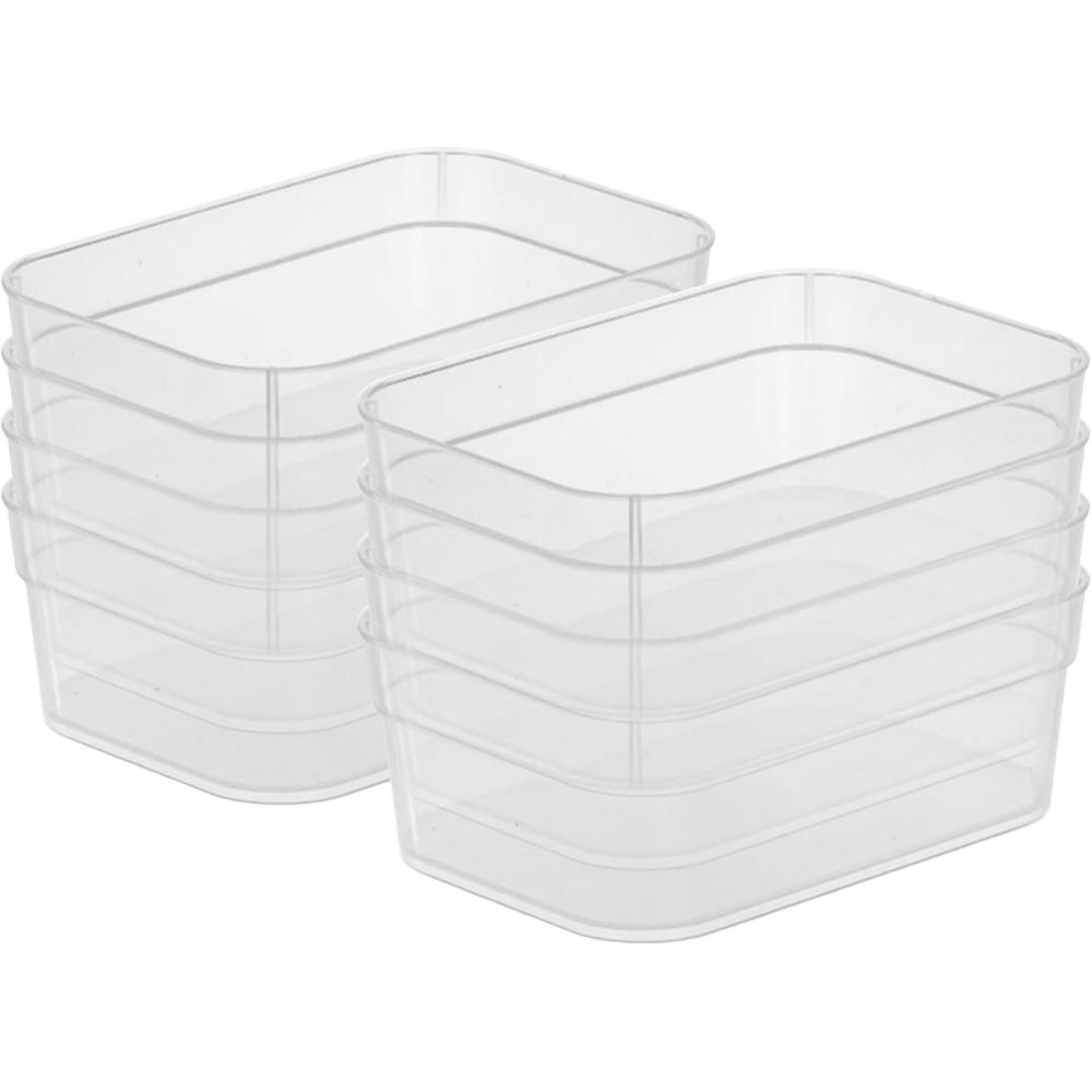 imageSterilite Medium Storage Tray Containers with Sturdy Banded Rim and Textured Bottom for Desktop and Drawer Household Organization Clear 48 Pack24 Pack