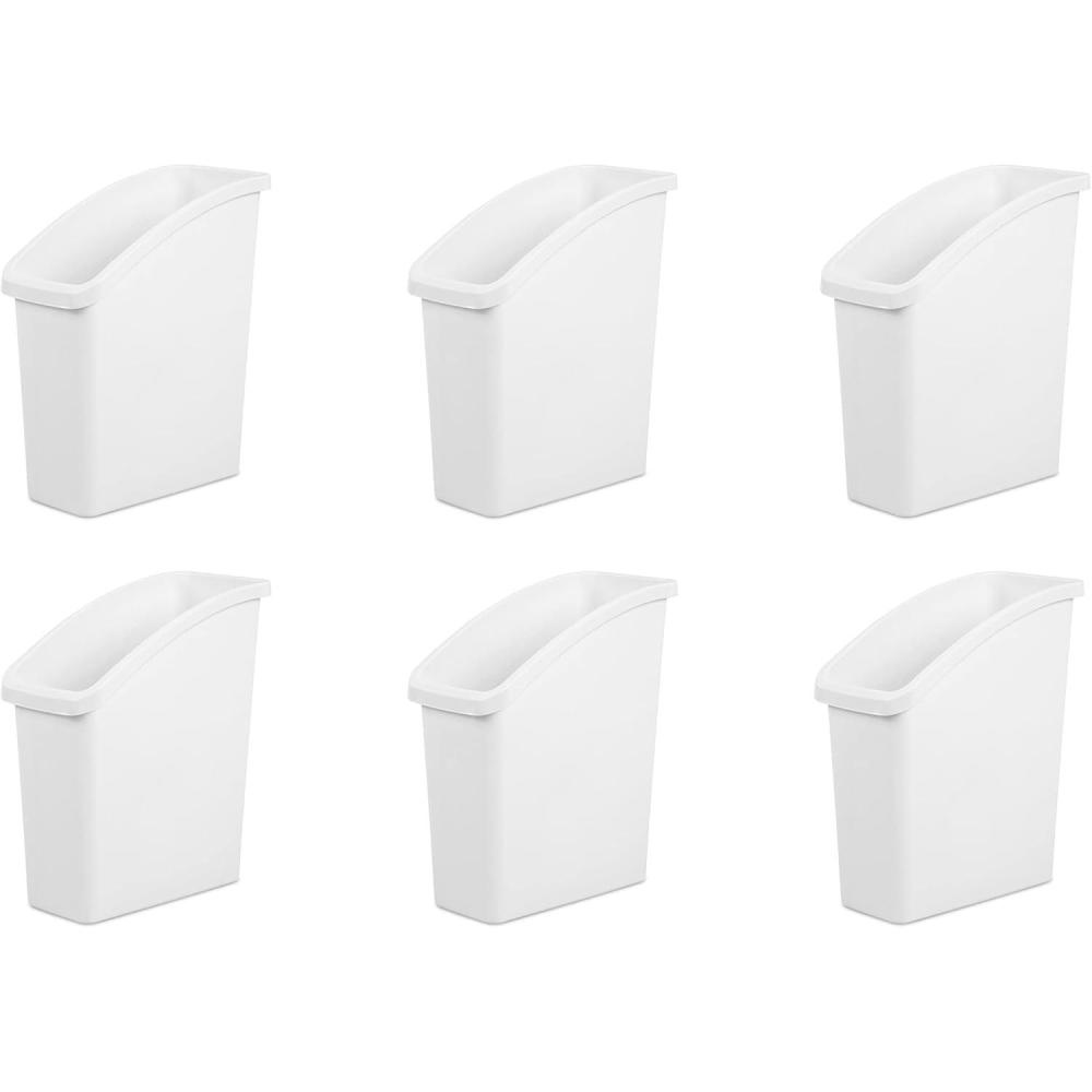imageSterilite Under Sink Wastebasket Plastic Trash Can for Under Sink Storage in the Bathroom or Kitchen White 6Pack