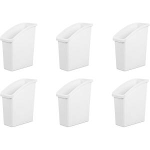 Sterilite Under Sink Wastebasket, Plastic Trash Can for Under Sink Storage in the Bathroom or Kitchen, White, 6-Pack