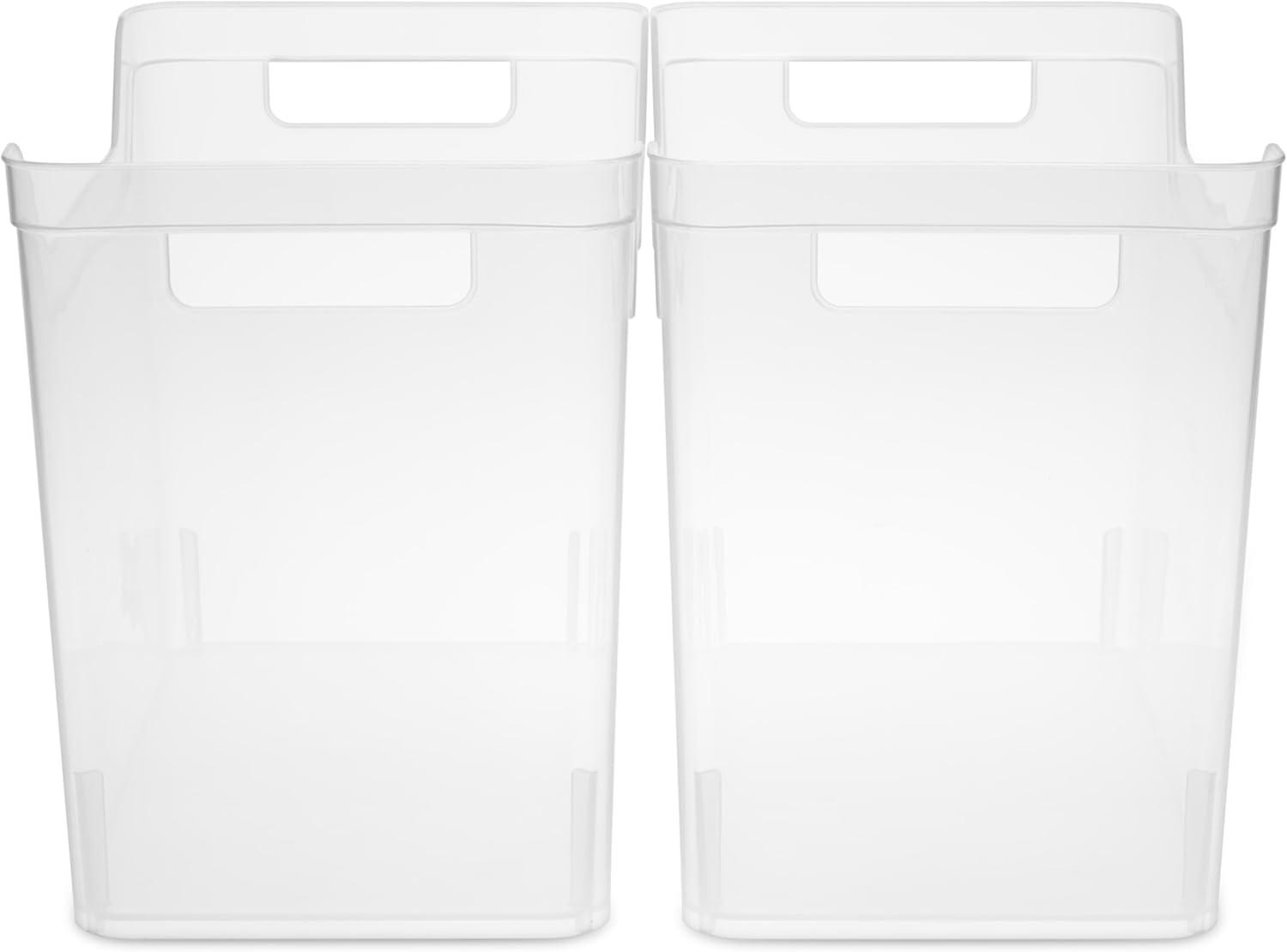 imageSterilite Medium Shelf Bin with Handles Plastic Storage Container for Organizing Shelving Closet Pantry and Countertops Clear 6PackMedium