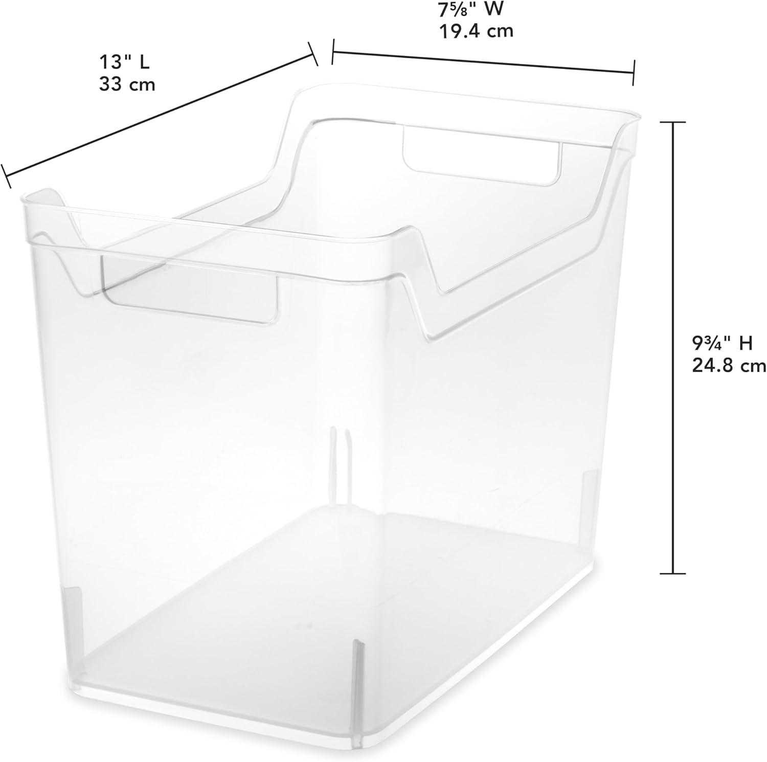 imageSterilite Medium Shelf Bin with Handles Plastic Storage Container for Organizing Shelving Closet Pantry and Countertops Clear 6PackMedium