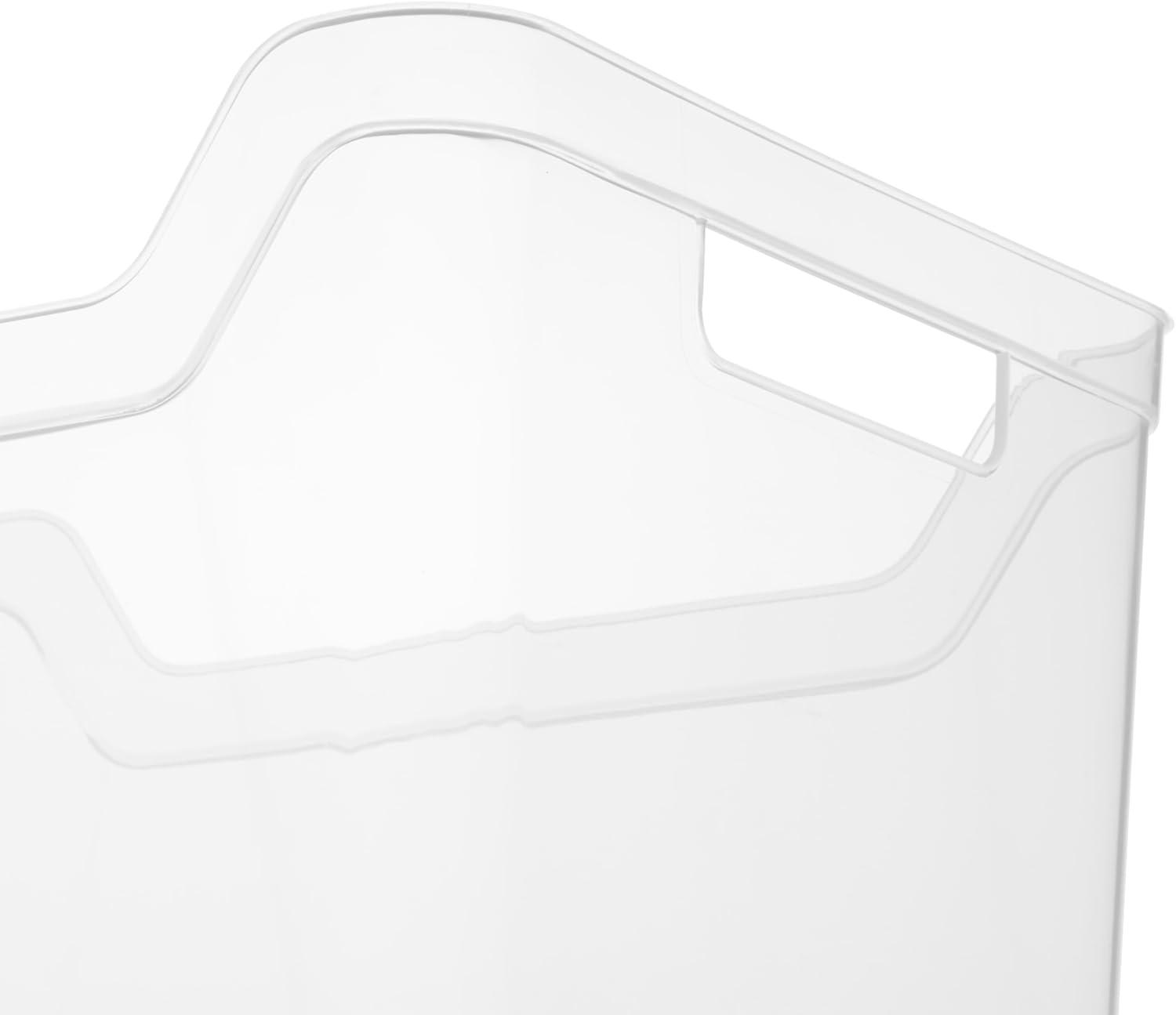 imageSterilite Medium Shelf Bin with Handles Plastic Storage Container for Organizing Shelving Closet Pantry and Countertops Clear 6PackWide