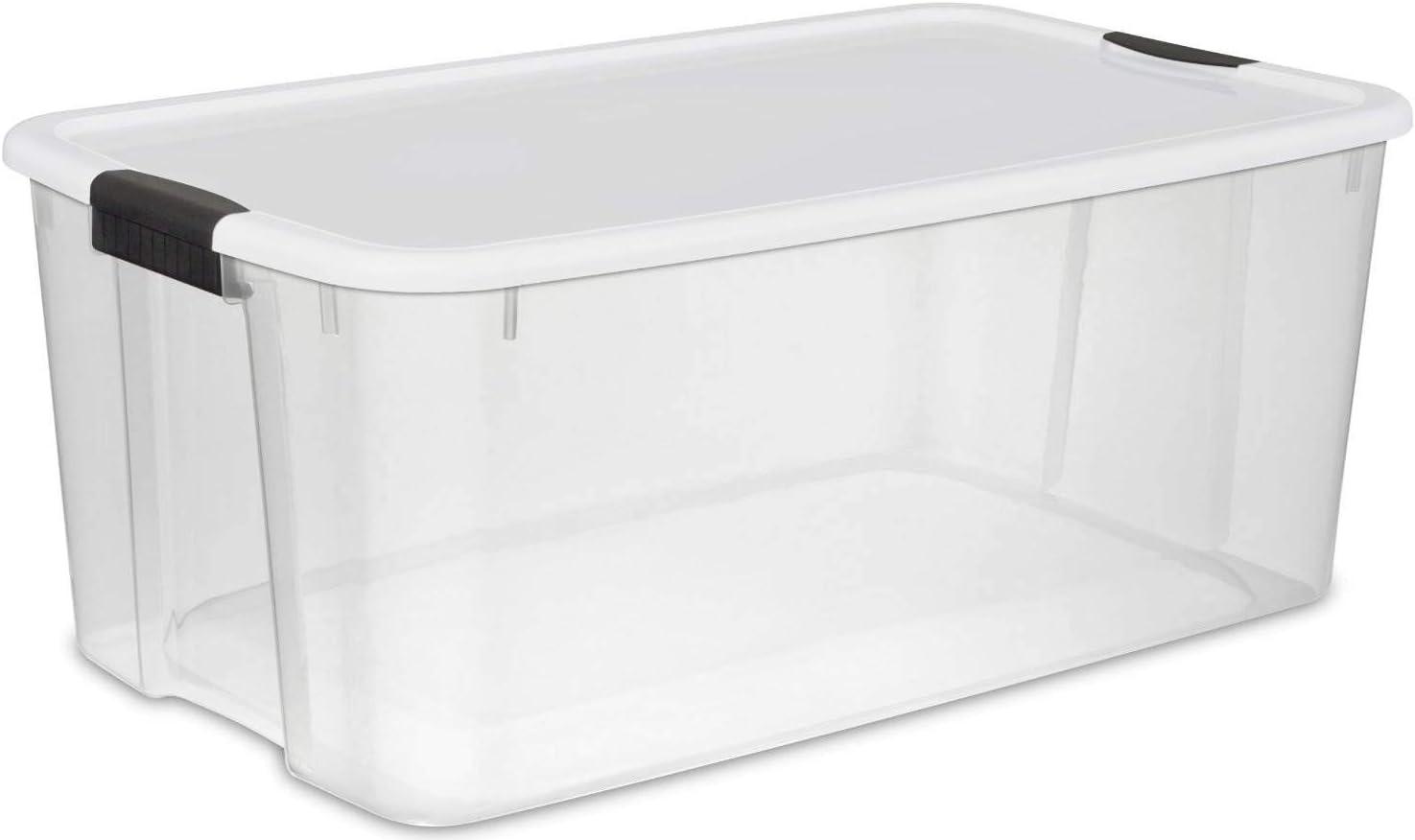 imageSterilite 116 Quart and 66 Quart Multipurpose Ultra Storage Tote Box Storage Containers for Home or Office Organization Clear 4 Pack and 6 Pack