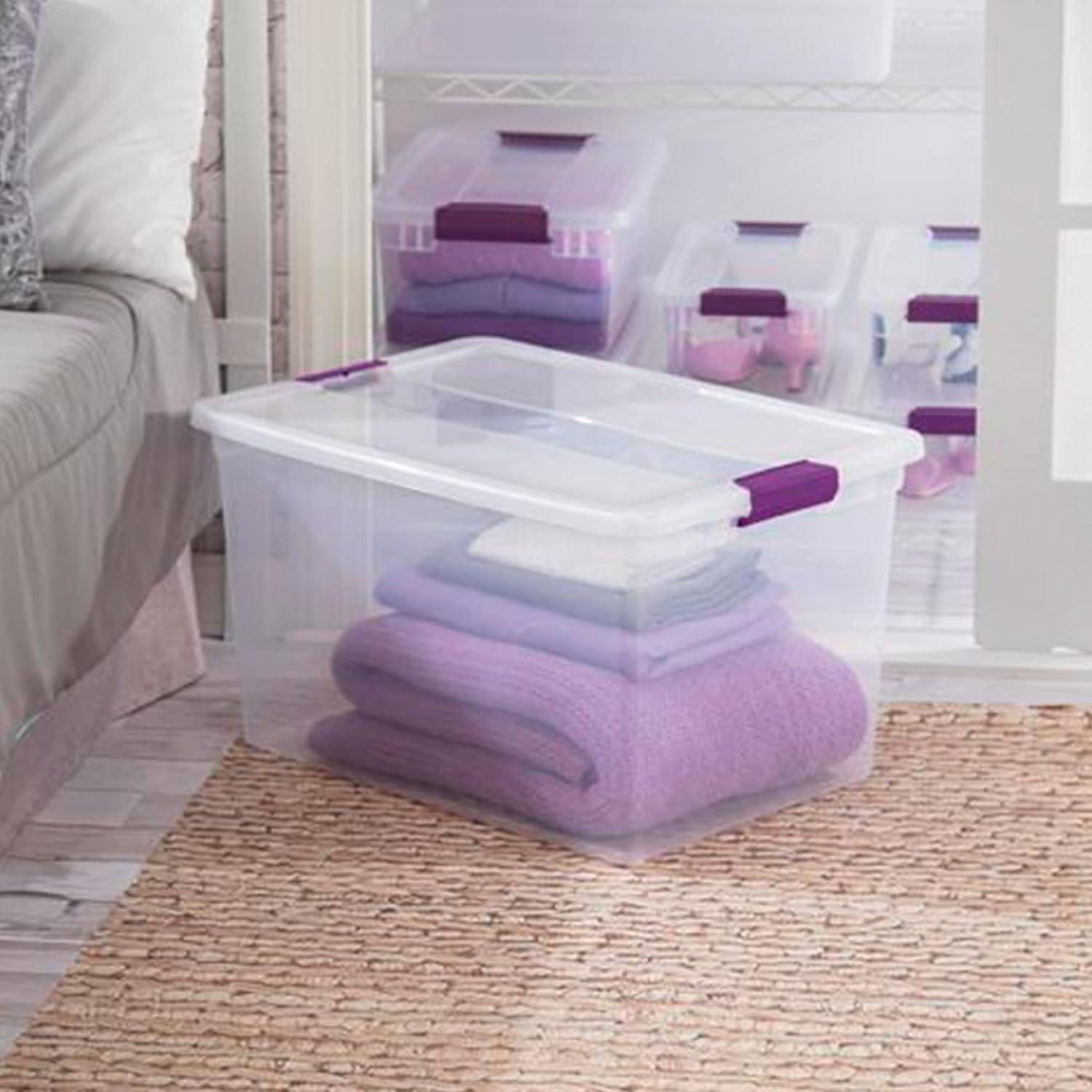 imageSterilite 116 Quart and 66 Quart Multipurpose Ultra Storage Tote Box Storage Containers for Home or Office Organization Clear 4 Pack and 6 Pack