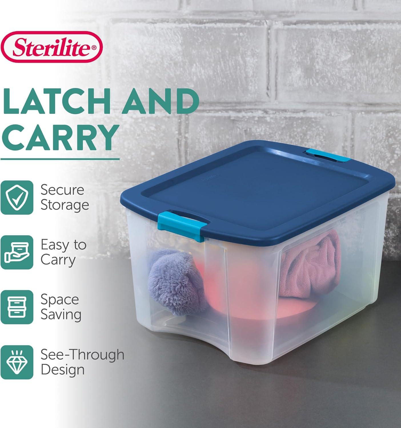 imageSterilite 12Pack Latch and Carry Clear Plastic Storage Bins with Latching Lids and FullGrip Handles 12 Gallon18 Gallon
