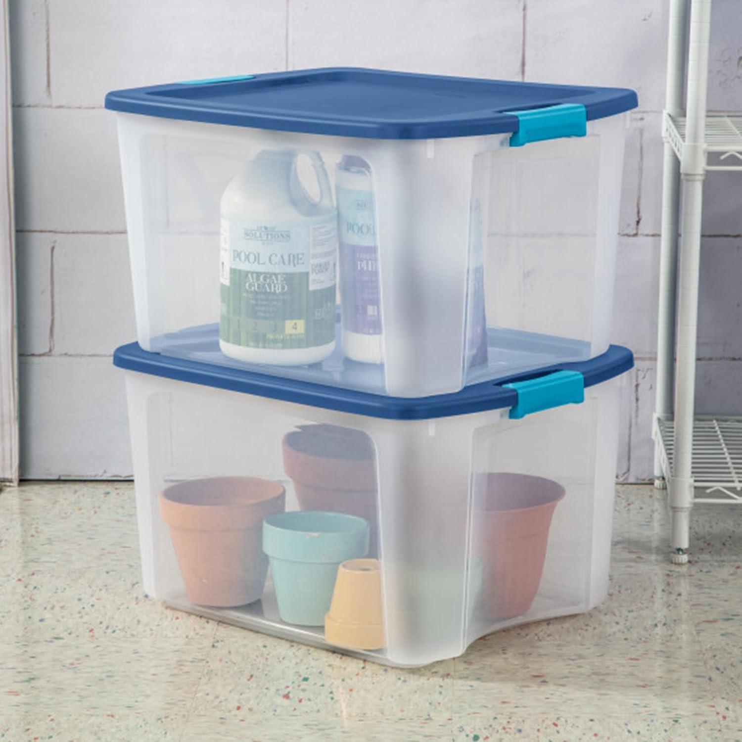 imageSterilite 12Pack Latch and Carry Clear Plastic Storage Bins with Latching Lids and FullGrip Handles 12 Gallon18 Gallon