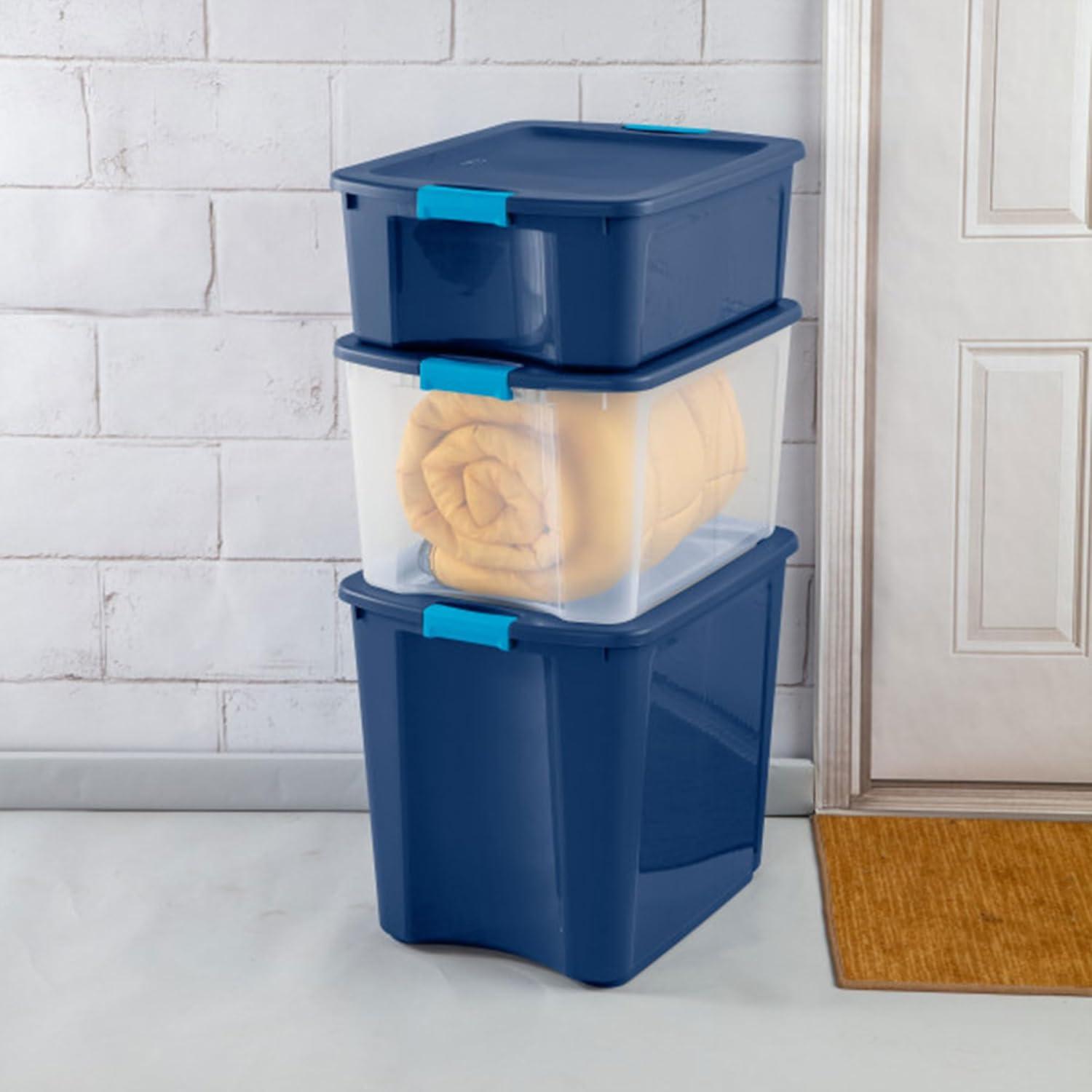 imageSterilite 12Pack Latch and Carry Clear Plastic Storage Bins with Latching Lids and FullGrip Handles 12 Gallon18 Gallon