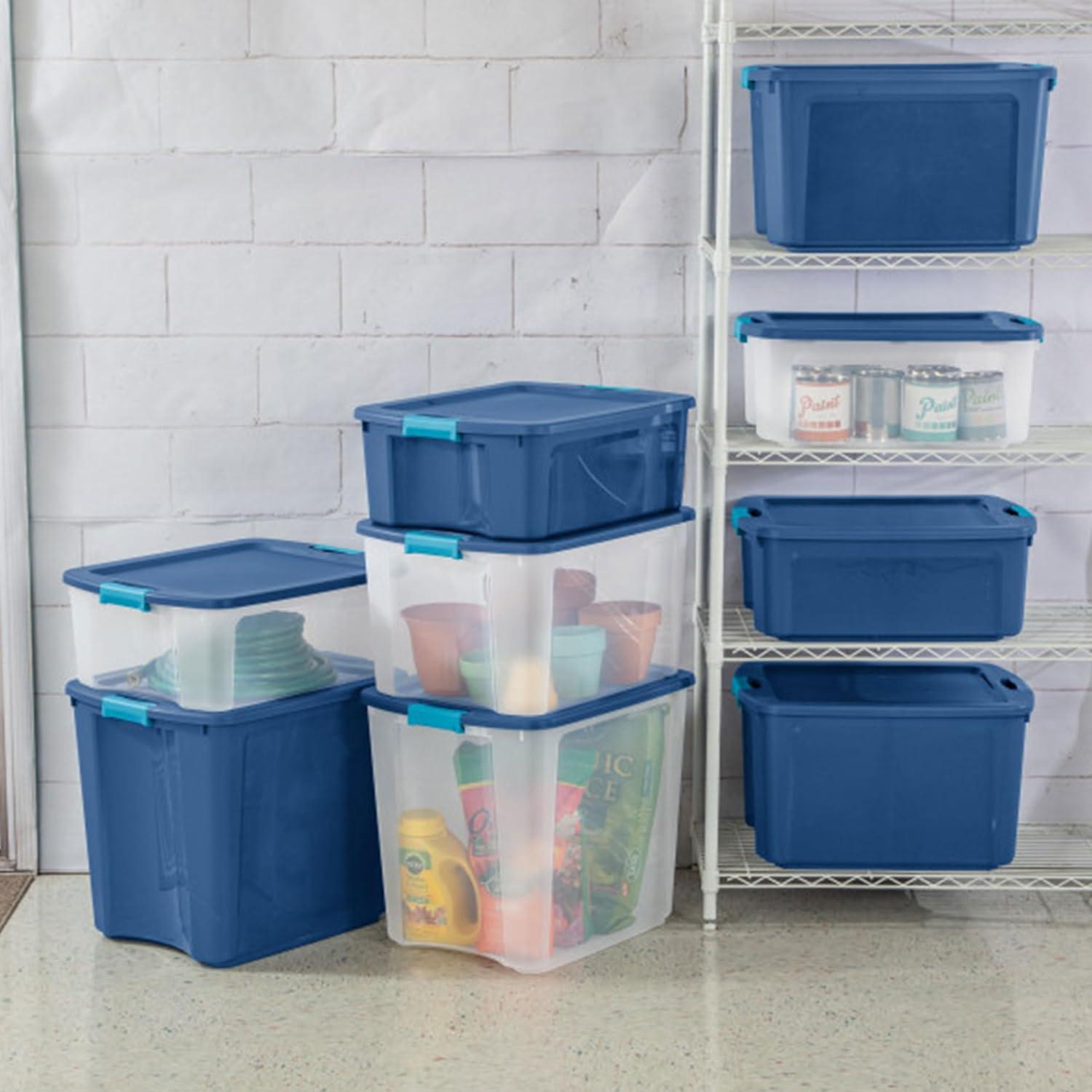 imageSterilite 12Pack Latch and Carry Clear Plastic Storage Bins with Latching Lids and FullGrip Handles 12 Gallon24 Pack