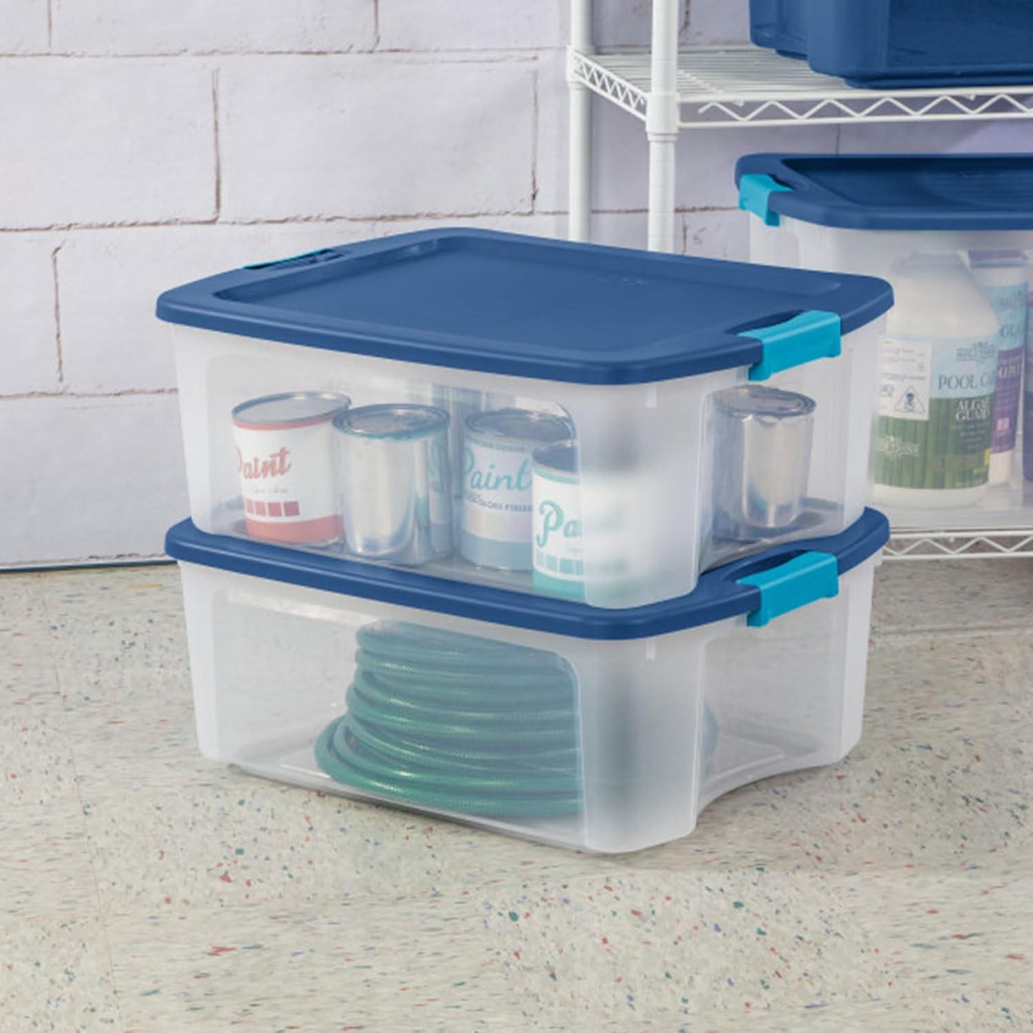 imageSterilite 12Pack Latch and Carry Clear Plastic Storage Bins with Latching Lids and FullGrip Handles 12 Gallon24 Pack