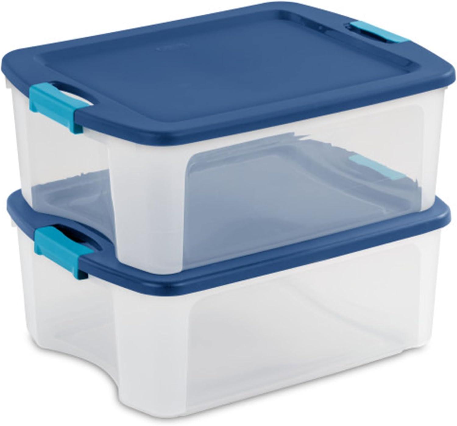 imageSterilite 12Pack Latch and Carry Clear Plastic Storage Bins with Latching Lids and FullGrip Handles 12 Gallon24 Pack