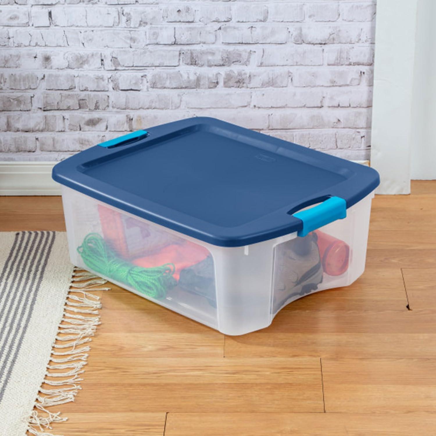 imageSterilite 12Pack Latch and Carry Clear Plastic Storage Bins with Latching Lids and FullGrip Handles 12 Gallon24 Pack