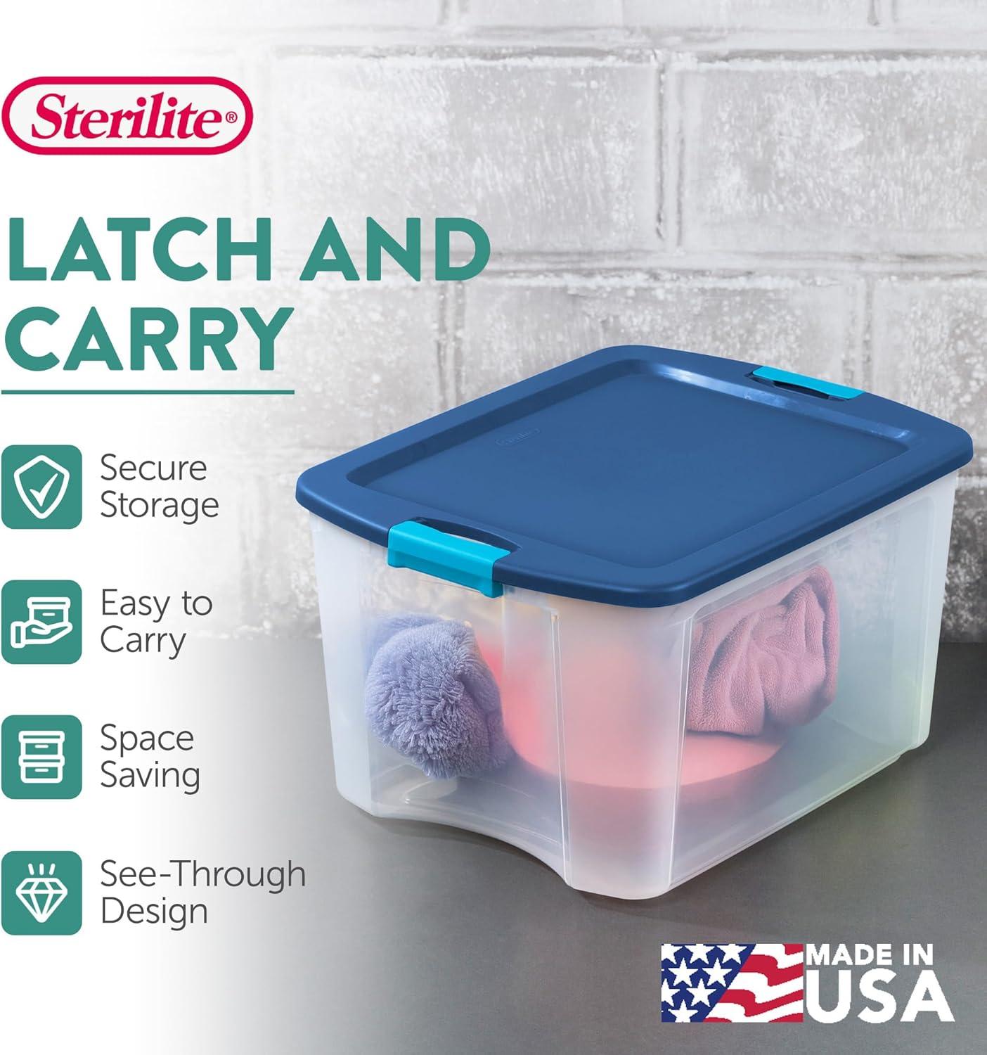 imageSterilite 12Pack Latch and Carry Clear Plastic Storage Bins with Latching Lids and FullGrip Handles 12 Gallon6 Pack
