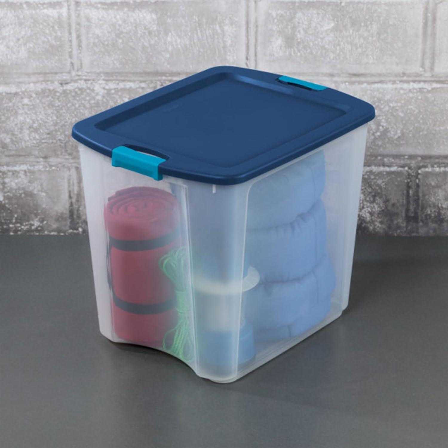 imageSterilite 12Pack Latch and Carry Clear Plastic Storage Bins with Latching Lids and FullGrip Handles 12 Gallon8 Pack