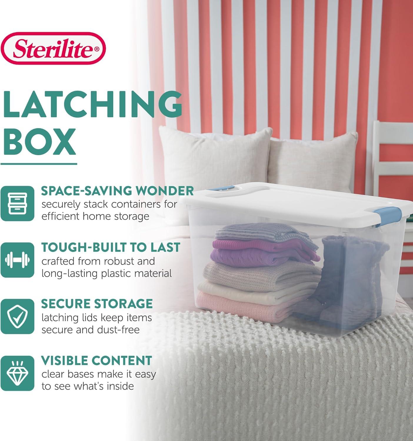 imageSterilite 12Pack Latching Box Clear Plastic Storage Bins with Lids 64 amp 32 Quart HeavyDuty Organizing Containers for Closet and Office64 Quart 12Boxes 32 Quart 12Boxes