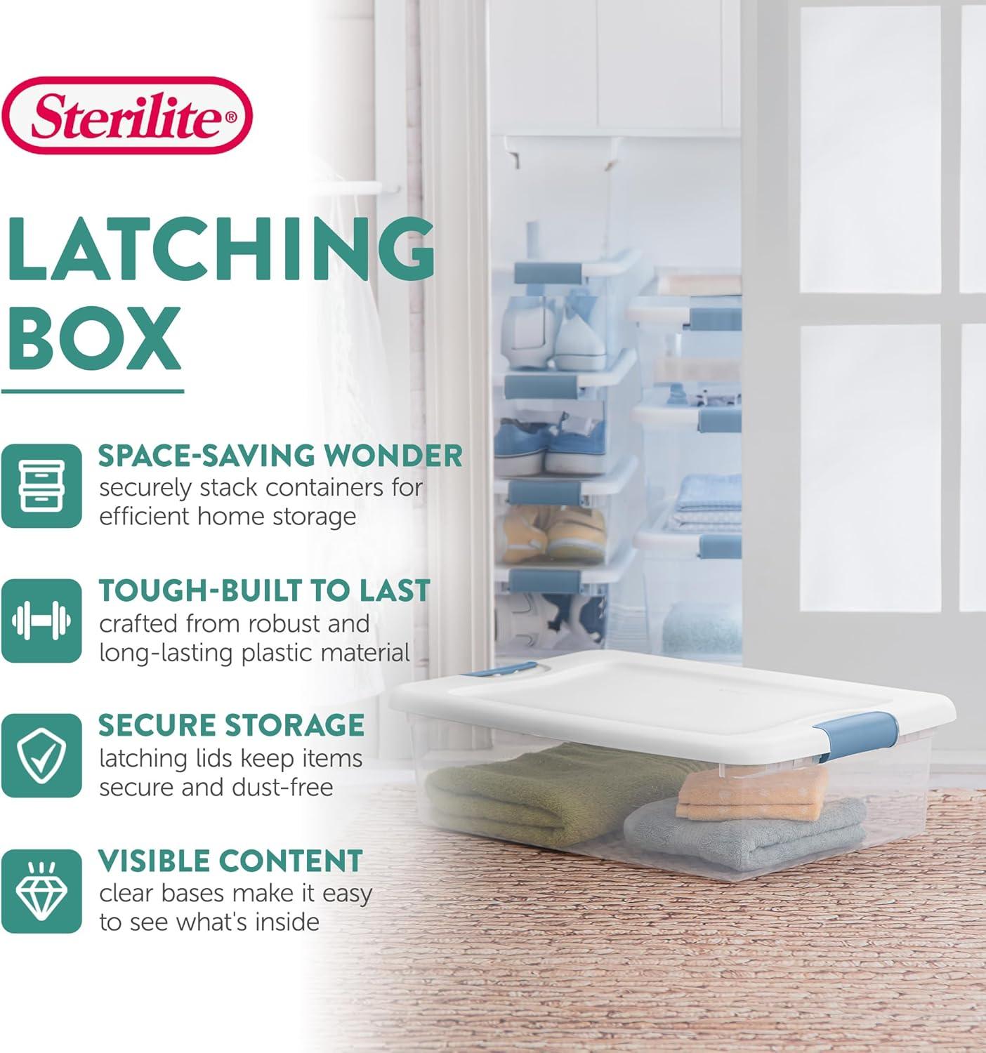 imageSterilite 12Pack Latching Box Clear Plastic Storage Bins with Lids 64 amp 32 Quart HeavyDuty Organizing Containers for Closet and Office64 Quart 12Boxes 32 Quart 12Boxes