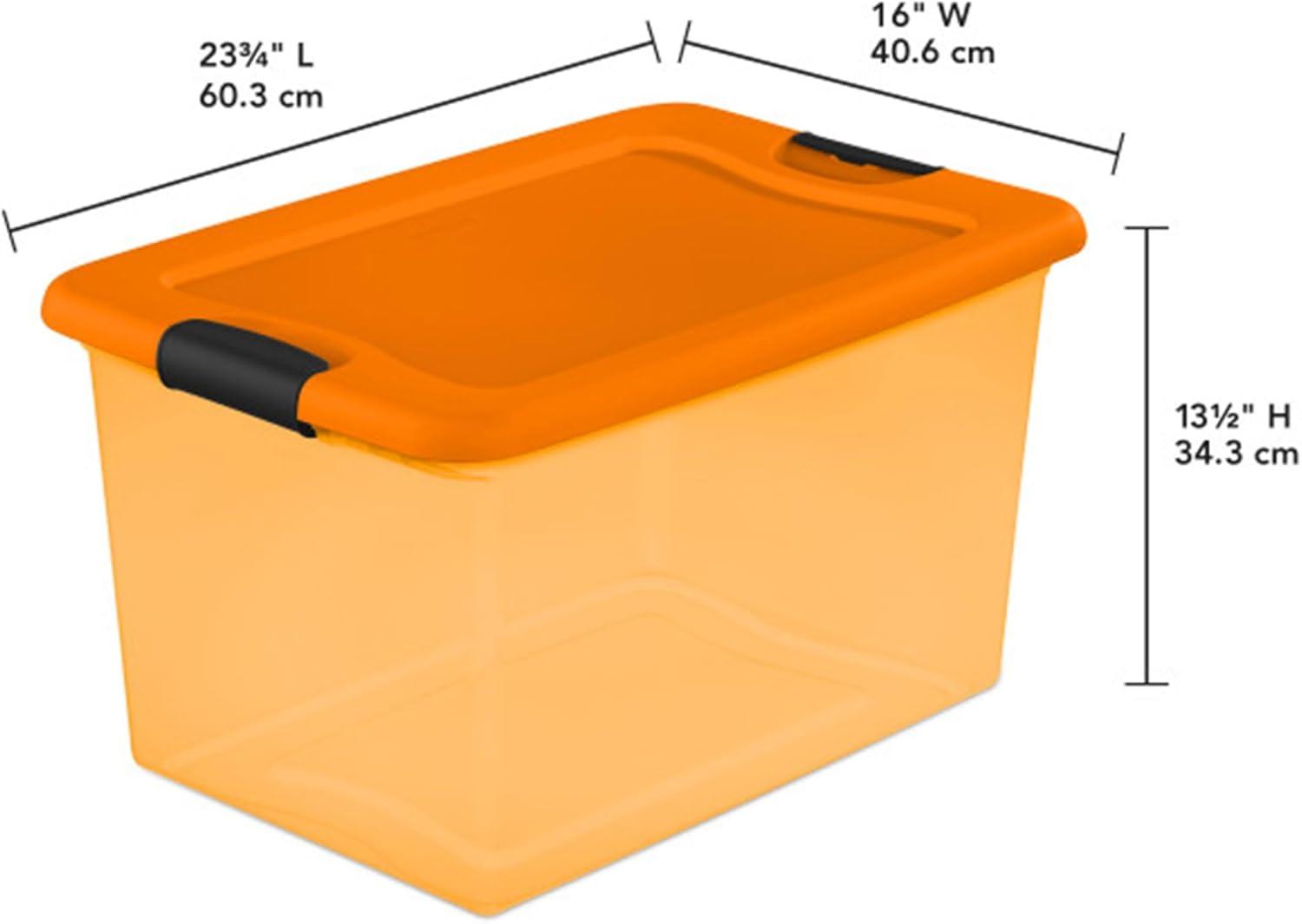 imageSterilite 14973706 64 Quart Latching SeeThrough Plastic Stacking Storage Container Bin for Home Organization Halloween Orange 18 PackOrange