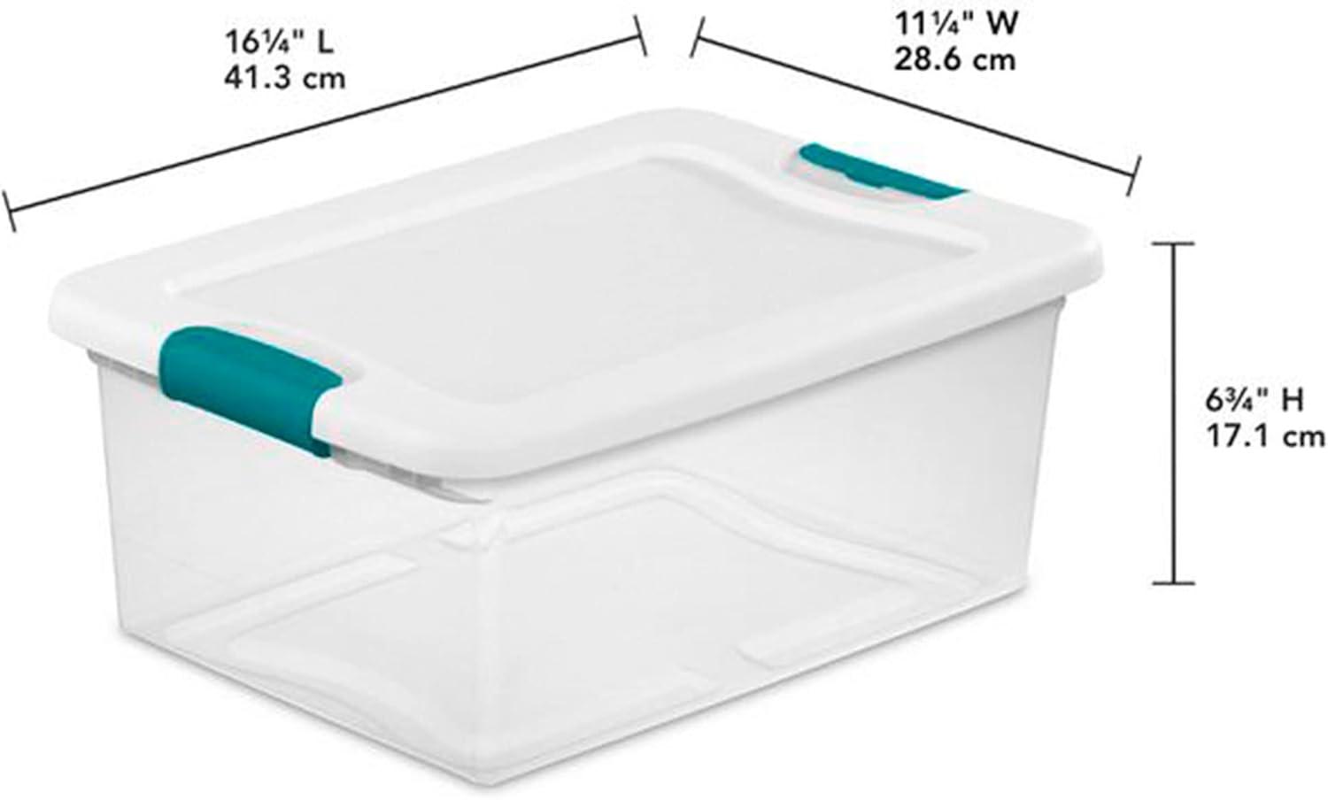 imageSterilite 15 Qt Stackable Storage Box with Latching Lid 12 Pack Bundled with 6 Qt Plastic Organizing Bin with Latch Lid 12 Pack
