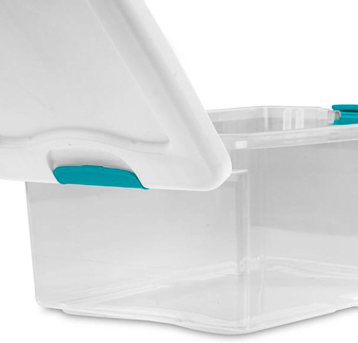 imageSterilite 15 Qt Stackable Storage Box with Latching Lid 12 Pack Bundled with 6 Qt Plastic Organizing Bin with Latch Lid 12 Pack