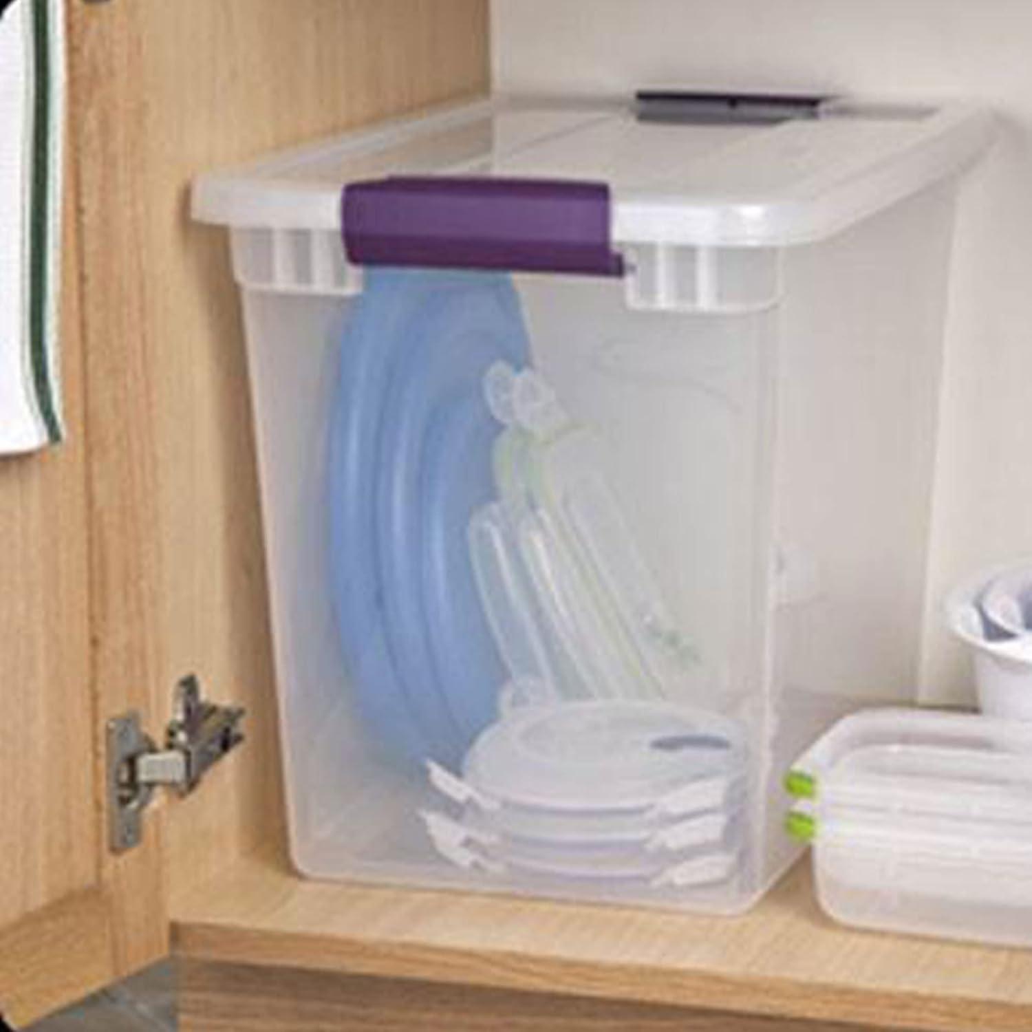 imageSterilite 27 Quart Clear Latch Lid Storage Container Tote 6 Pack and 15 Quart Clear Latch Lid Storage Container Tote 12 Pack for Home Organization