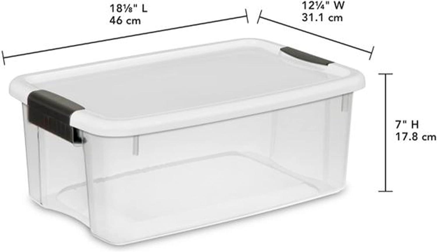 imageSterilite 30 Quart 6 Pack amp 18 Quart 6 Pack Clear Plastic Stackable Storage Container Bin Box Tote with White Latching Lid Organizing Solution