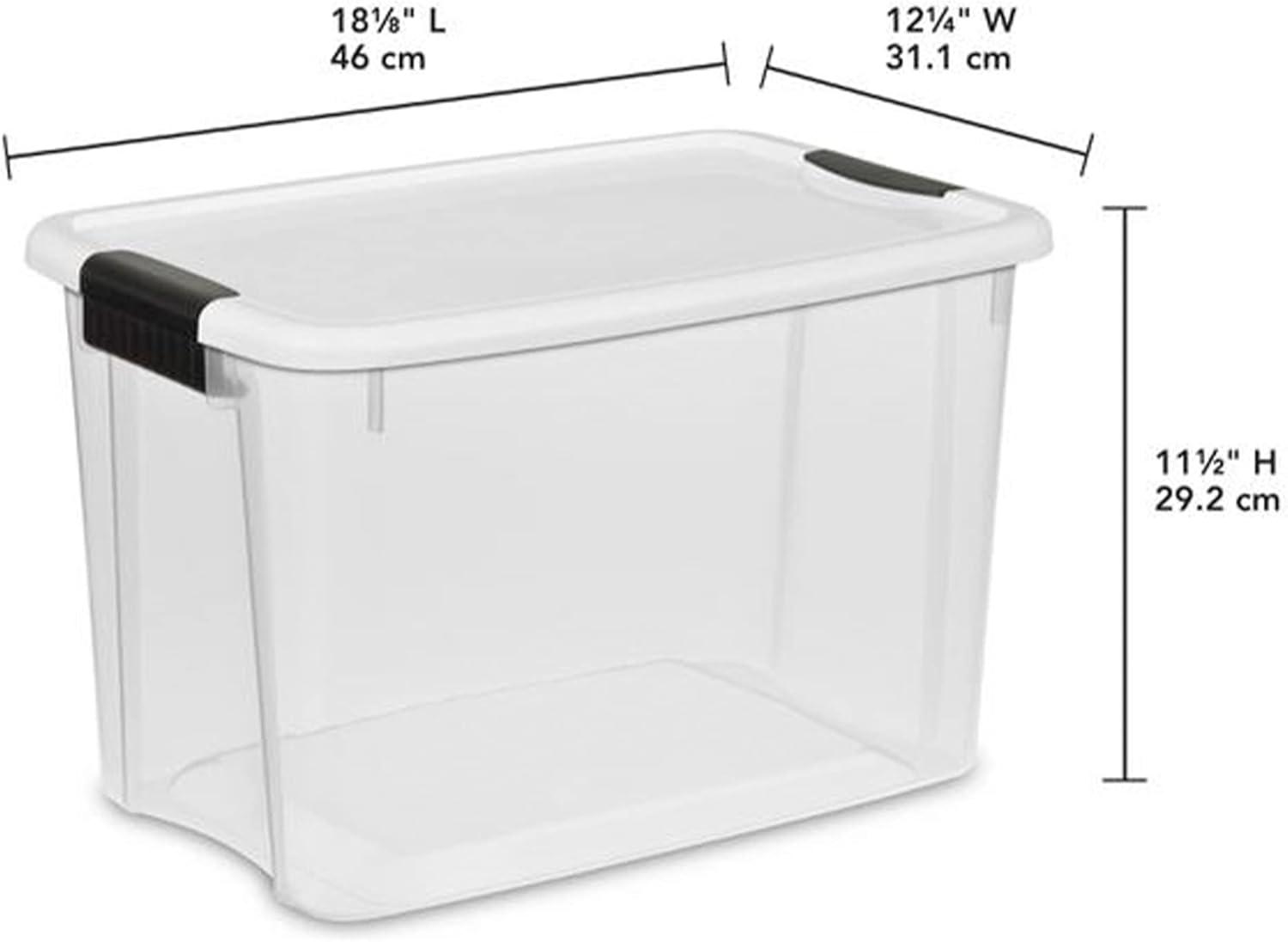 imageSterilite 30 Quart 6 Pack amp 18 Quart 6 Pack Clear Plastic Stackable Storage Container Bin Box Tote with White Latching Lid Organizing Solution