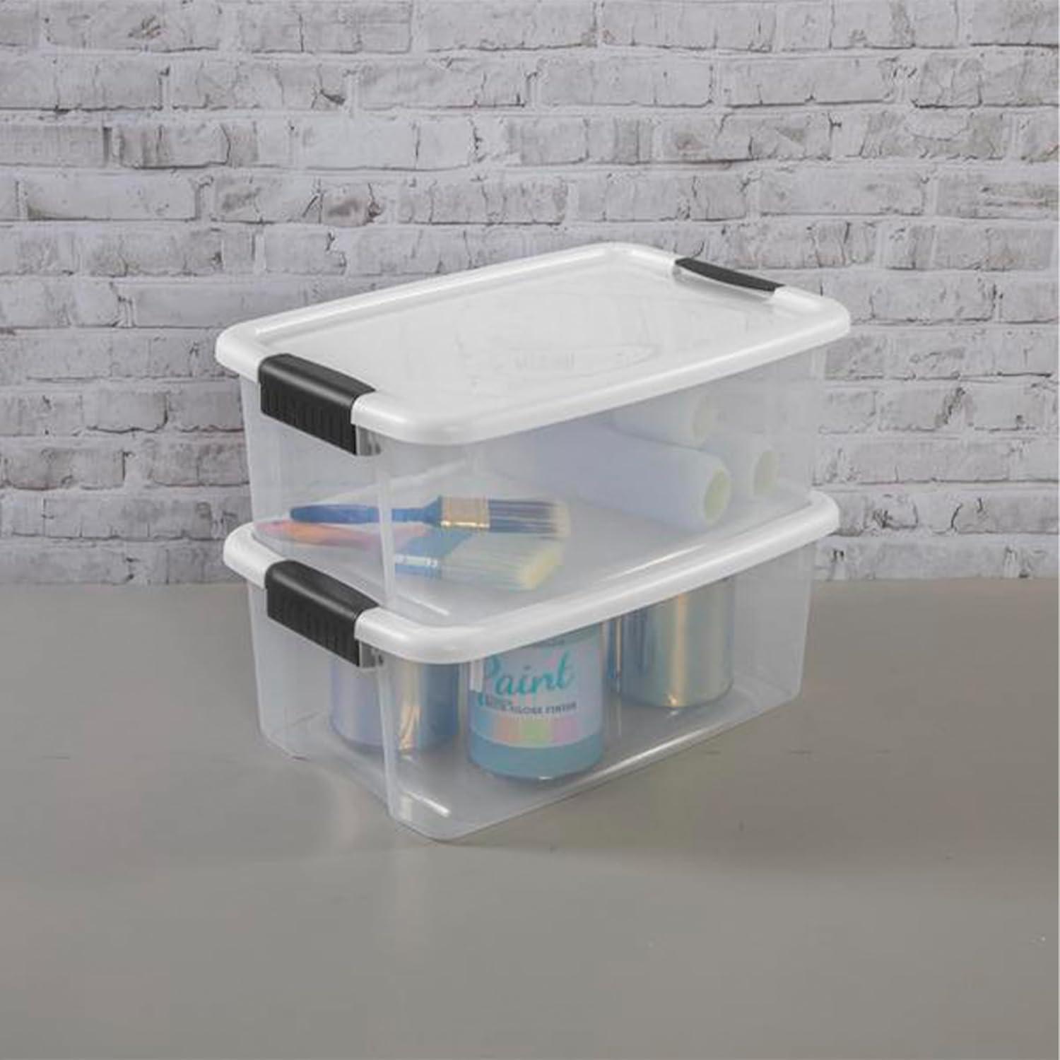 imageSterilite 30 Quart 6 Pack amp 18 Quart 6 Pack Clear Plastic Stackable Storage Container Bin Box Tote with White Latching Lid Organizing Solution