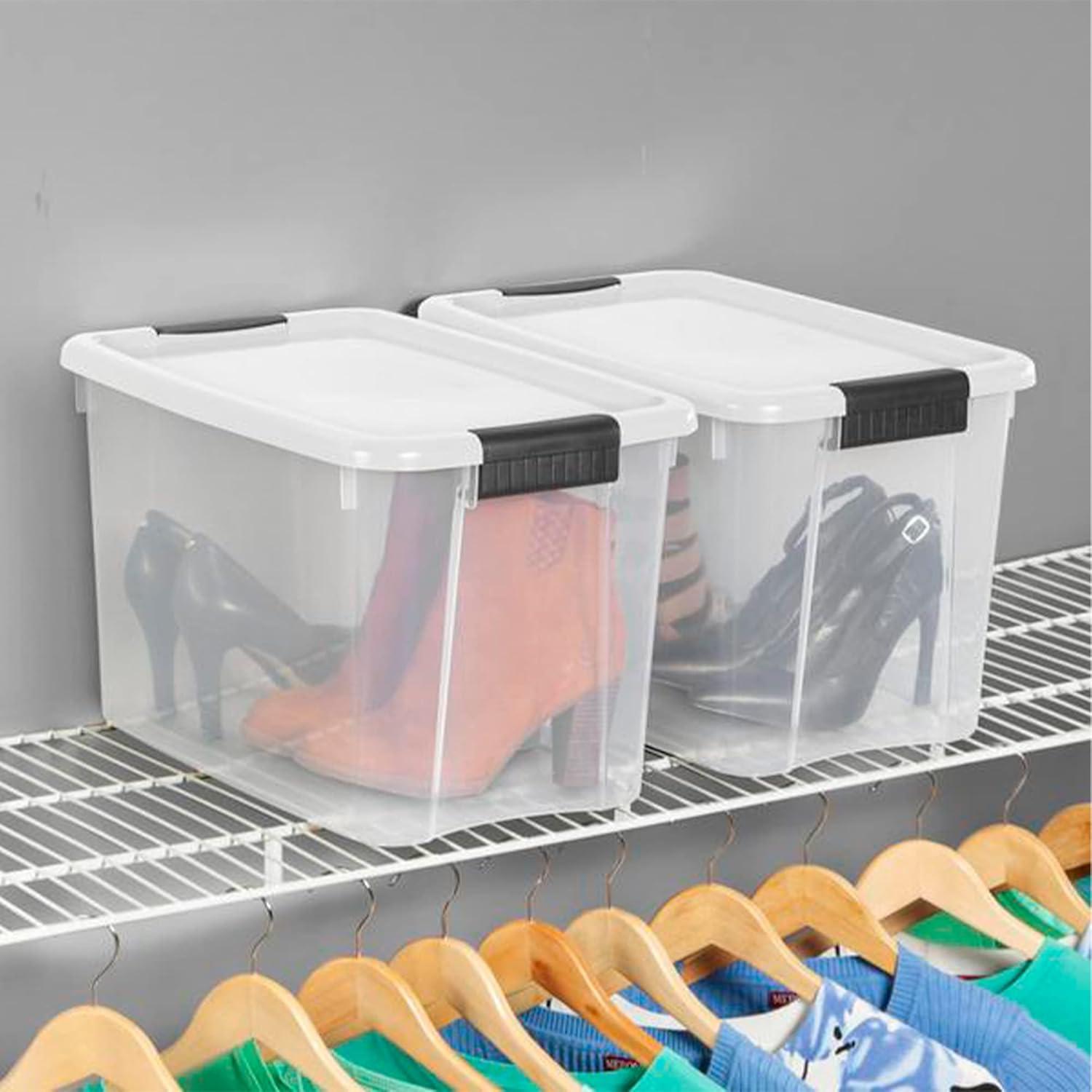 imageSterilite 30 Quart 6 Pack amp 18 Quart 6 Pack Clear Plastic Stackable Storage Container Bin Box Tote with White Latching Lid Organizing Solution