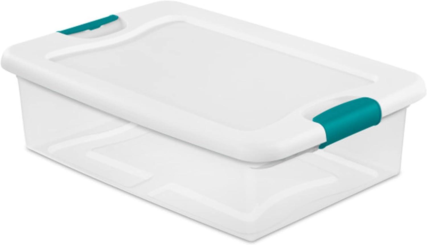 Sterilite 32-Quart Clear Stackable Latching Storage Box Container (48 ...