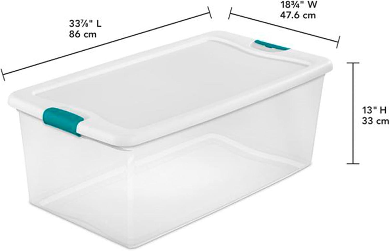 imageSterilite 4 and 6 Pack Latching Storage Bins Plastic Organizing Lidded Totes 106 Qt and 64 Qt
