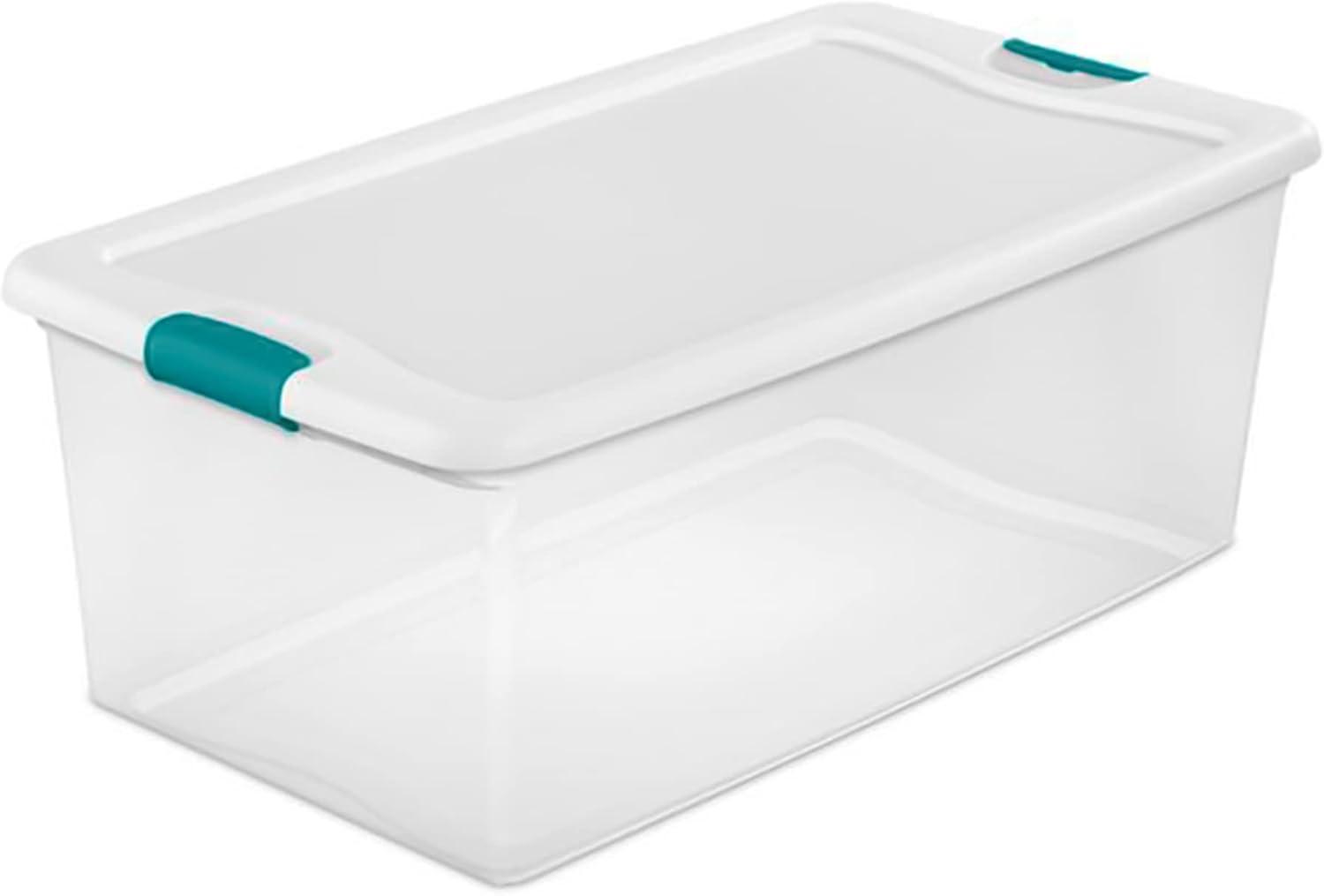 imageSterilite 4 and 6 Pack Latching Storage Bins Plastic Organizing Lidded Totes 106 Qt and 64 Qt
