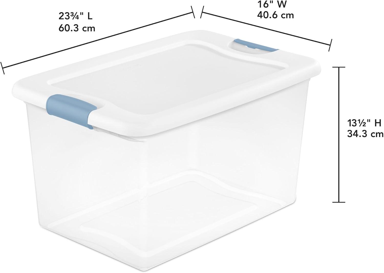 imageSterilite 4Pack Ultra Latch Storage Boxes and 6Pack Latching Totes 70 amp 64 Quart Clear HeavyDuty Organizing Containers for Closet Bathroom and Office