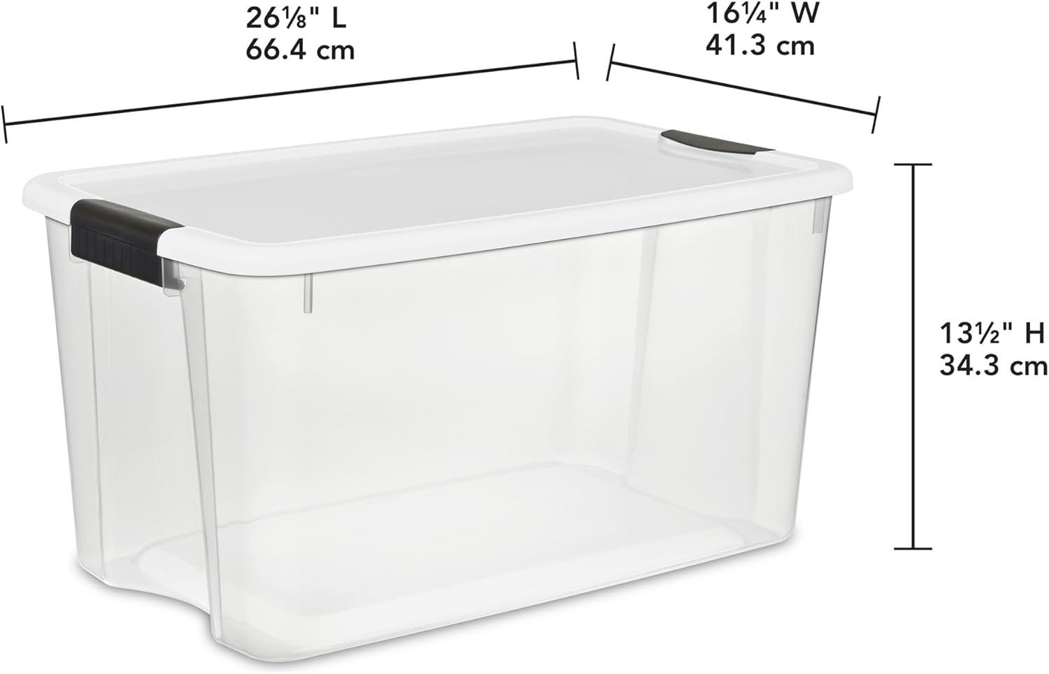 imageSterilite 4Pack Ultra Latch Storage Boxes and 6Pack Latching Totes 70 amp 64 Quart Clear HeavyDuty Organizing Containers for Closet Bathroom and Office