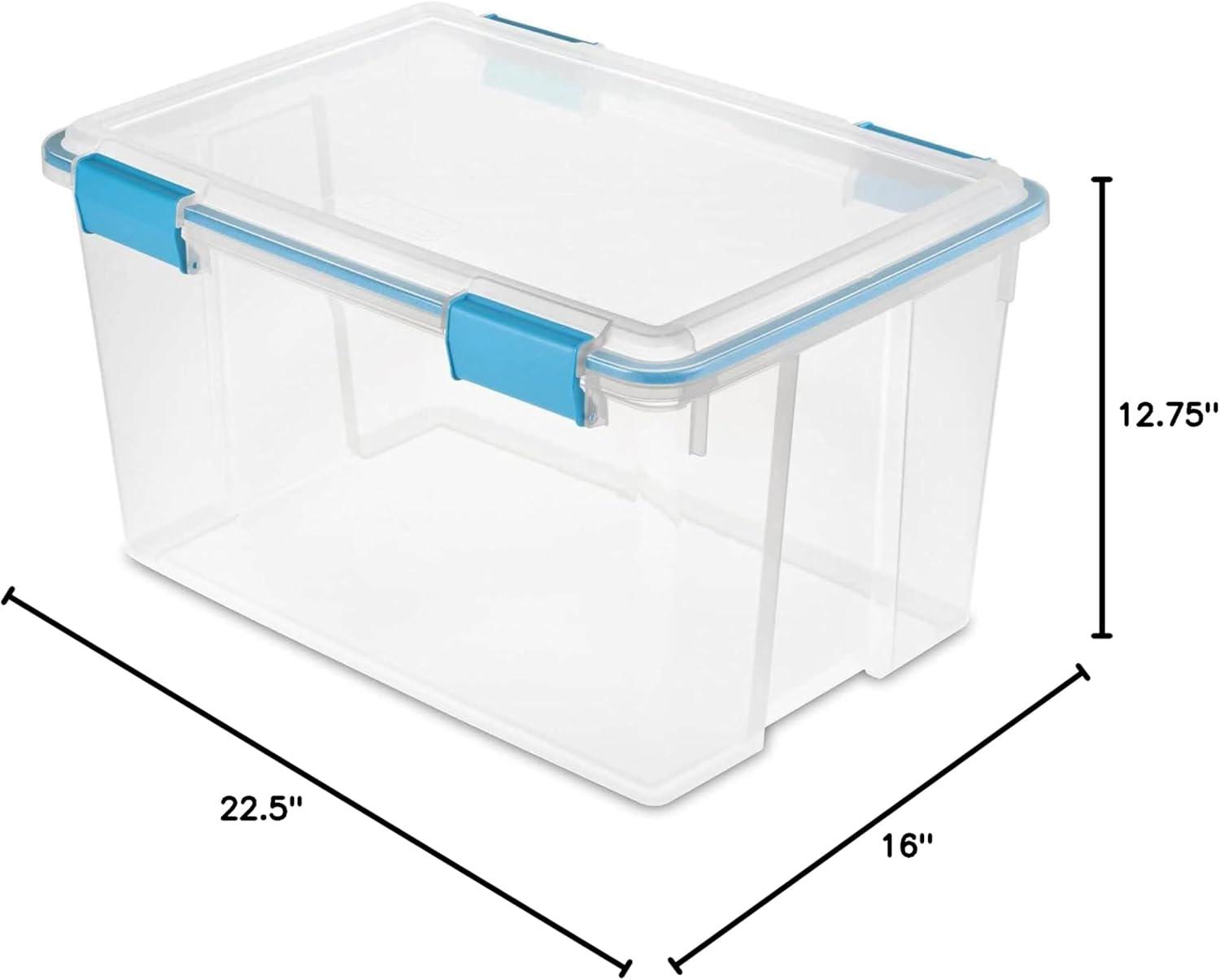 imageSterilite 54 Quart Clear Plastic Stackable Storage Container Box Bin with Air Tight Gasket Seal Latching Lid Long Term Organizing Solution 24 Pack
