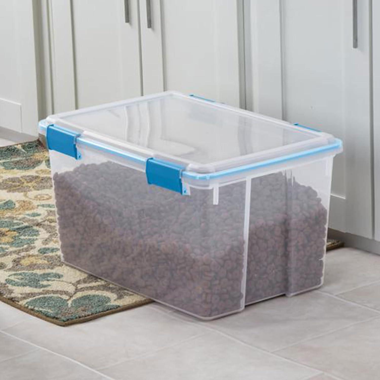 imageSterilite 54 Quart Clear Plastic Stackable Storage Container Box Bin with Air Tight Gasket Seal Latching Lid Long Term Organizing Solution 24 Pack