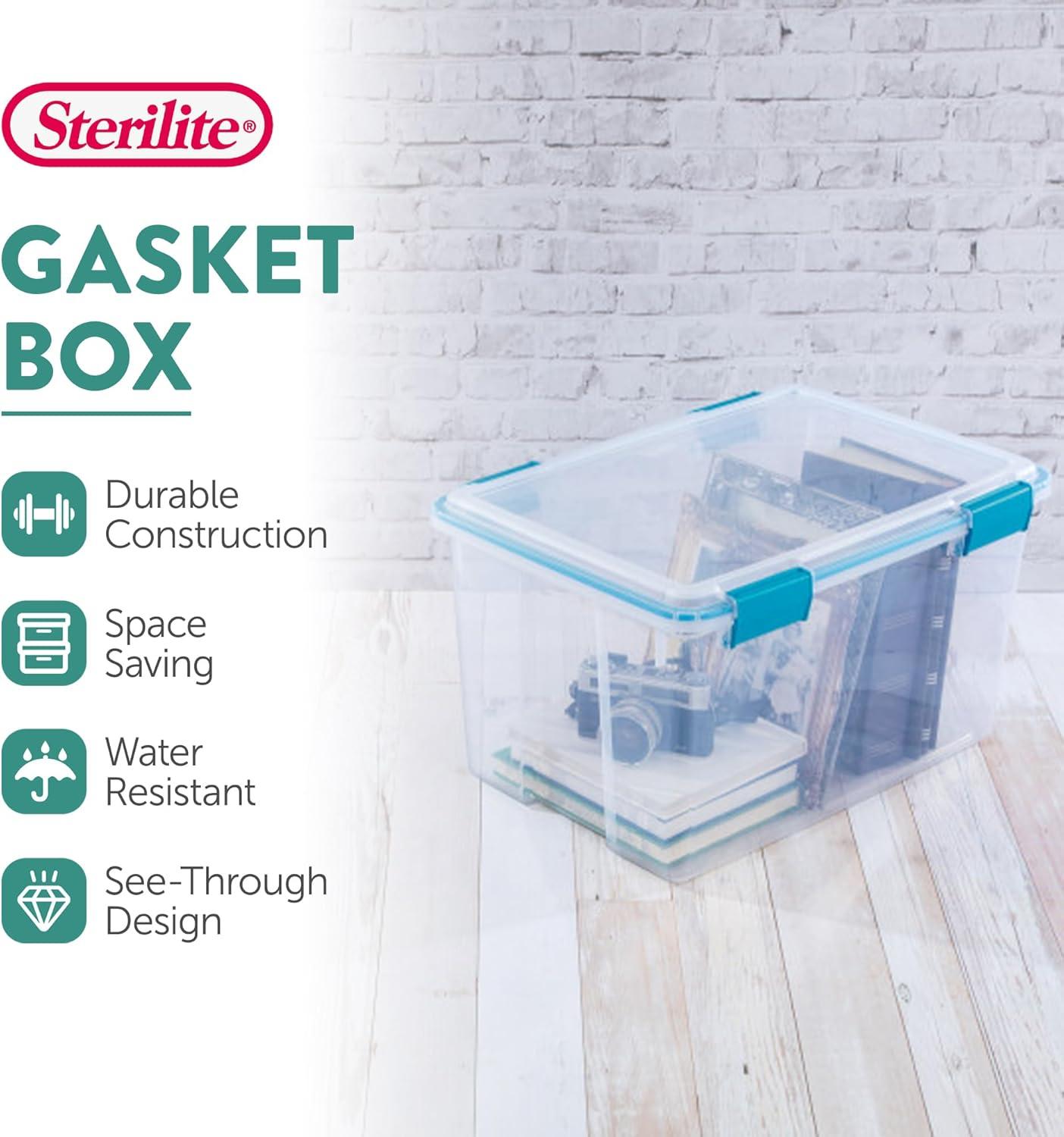 imageSterilite 54 Quart Gasket Box in Clear with Blue Latches 8 Pack 19344304