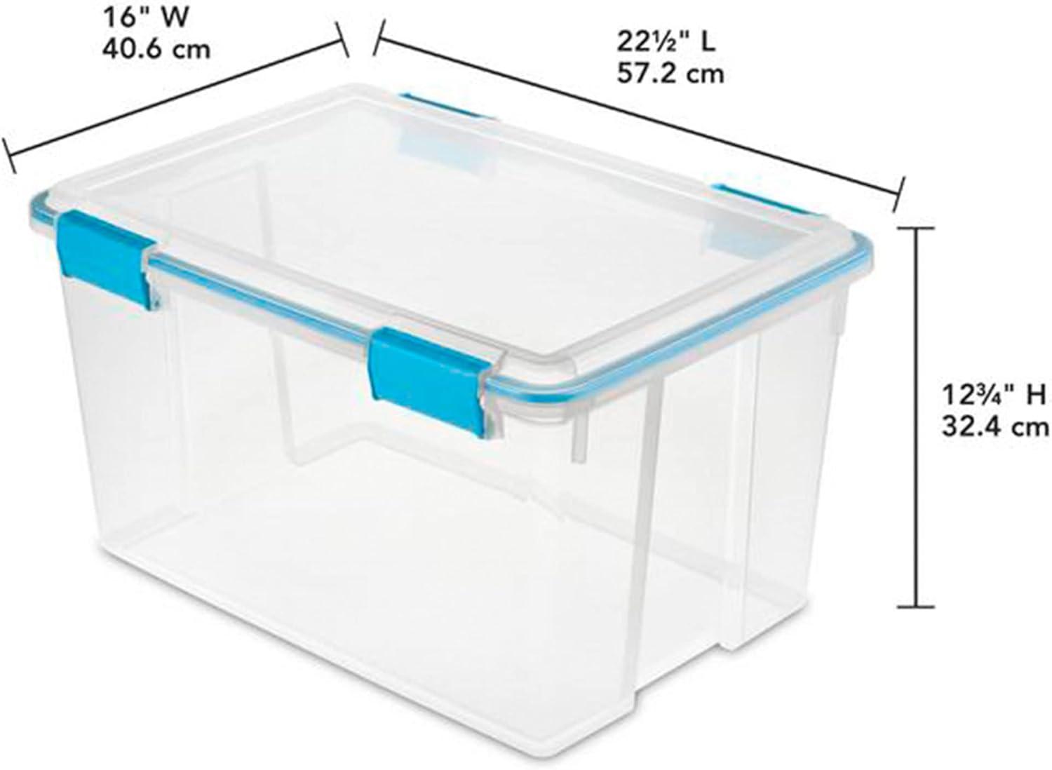 imageSterilite 54 Quart Gasket Box in Clear with Blue Latches 8 Pack 19344304