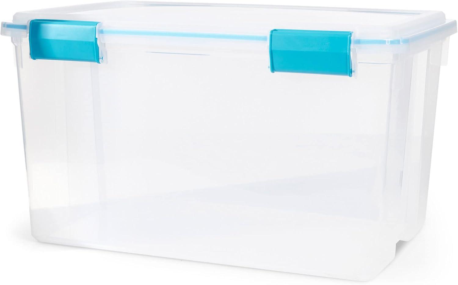 imageSterilite 54 Quart Gasket Box in Clear with Blue Latches 8 Pack 19344304