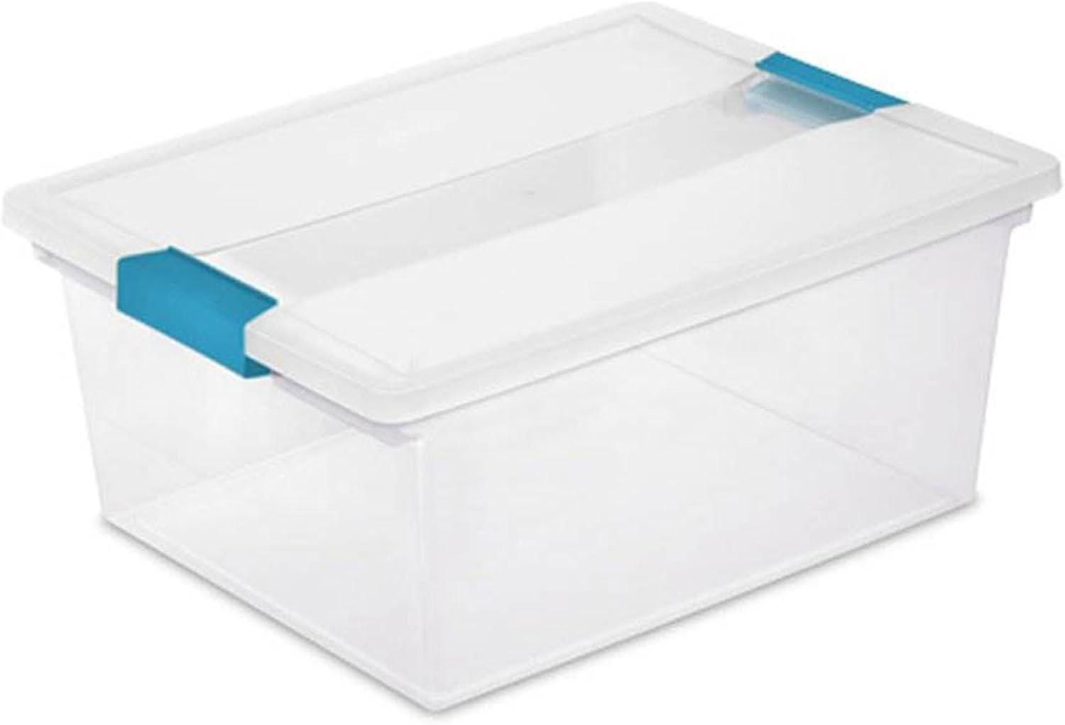 imageSterilite 6 Pack 64 Quart Latching Storage Tote Bin amp 4 Pack Deep Clip Box
