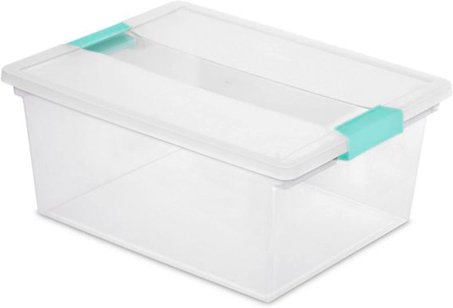 imageSterilite 6 Pack 64 Quart Latching Storage Tote Bin amp 4 Pack Deep Clip Box