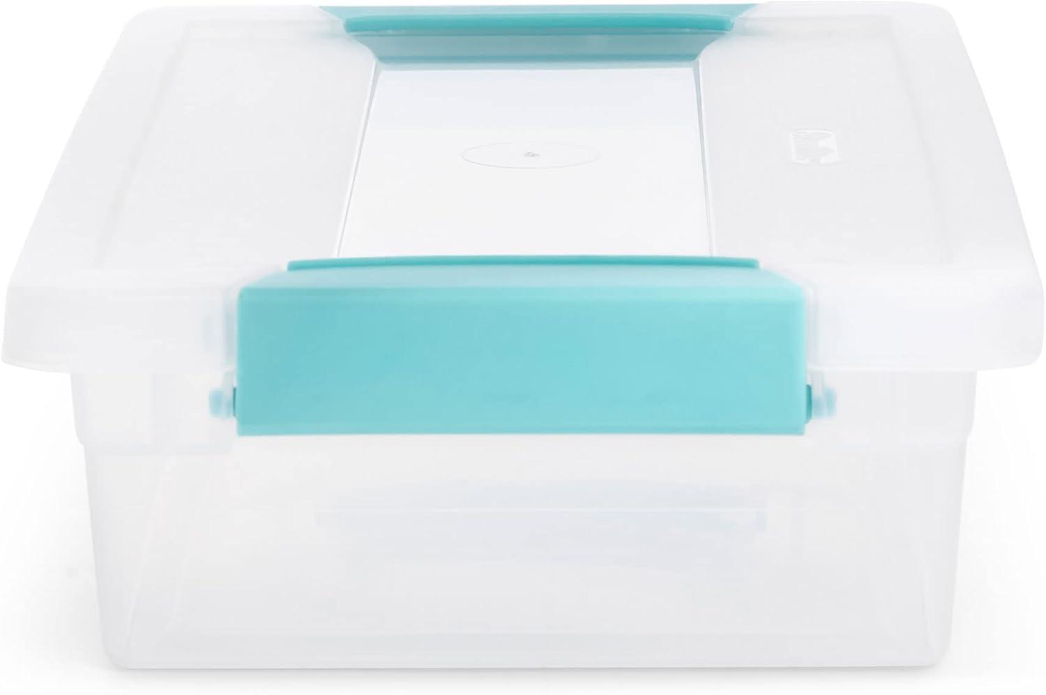 imageSterilite 6 Quart Clear Latch Lid Stackable Storage Box Tote 12 Pack and Small Clear Latch Lid File Clip Box 12 Pack for Household Organization